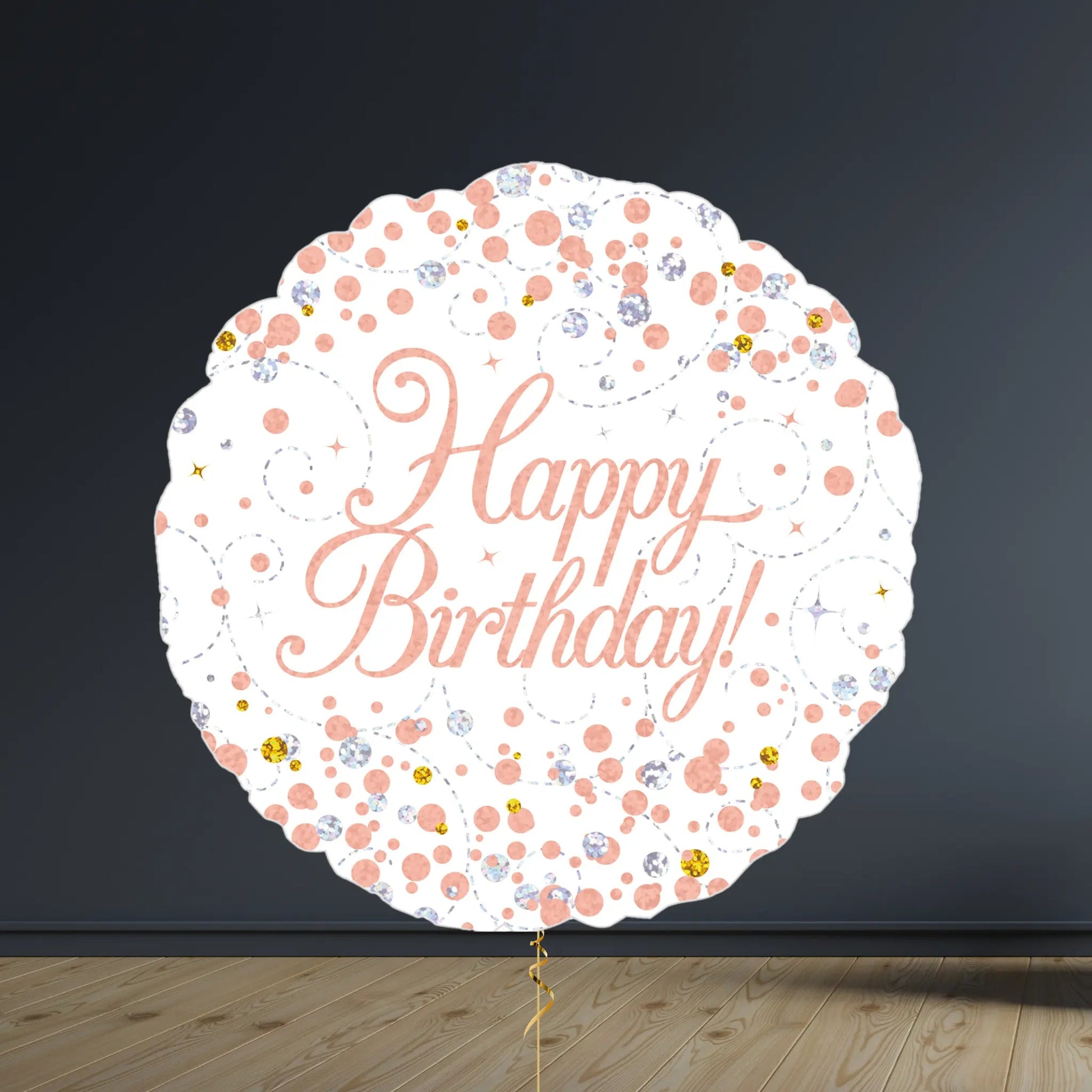 Happy Birthday Balloon Package | Rose Gold Hearts & Helium