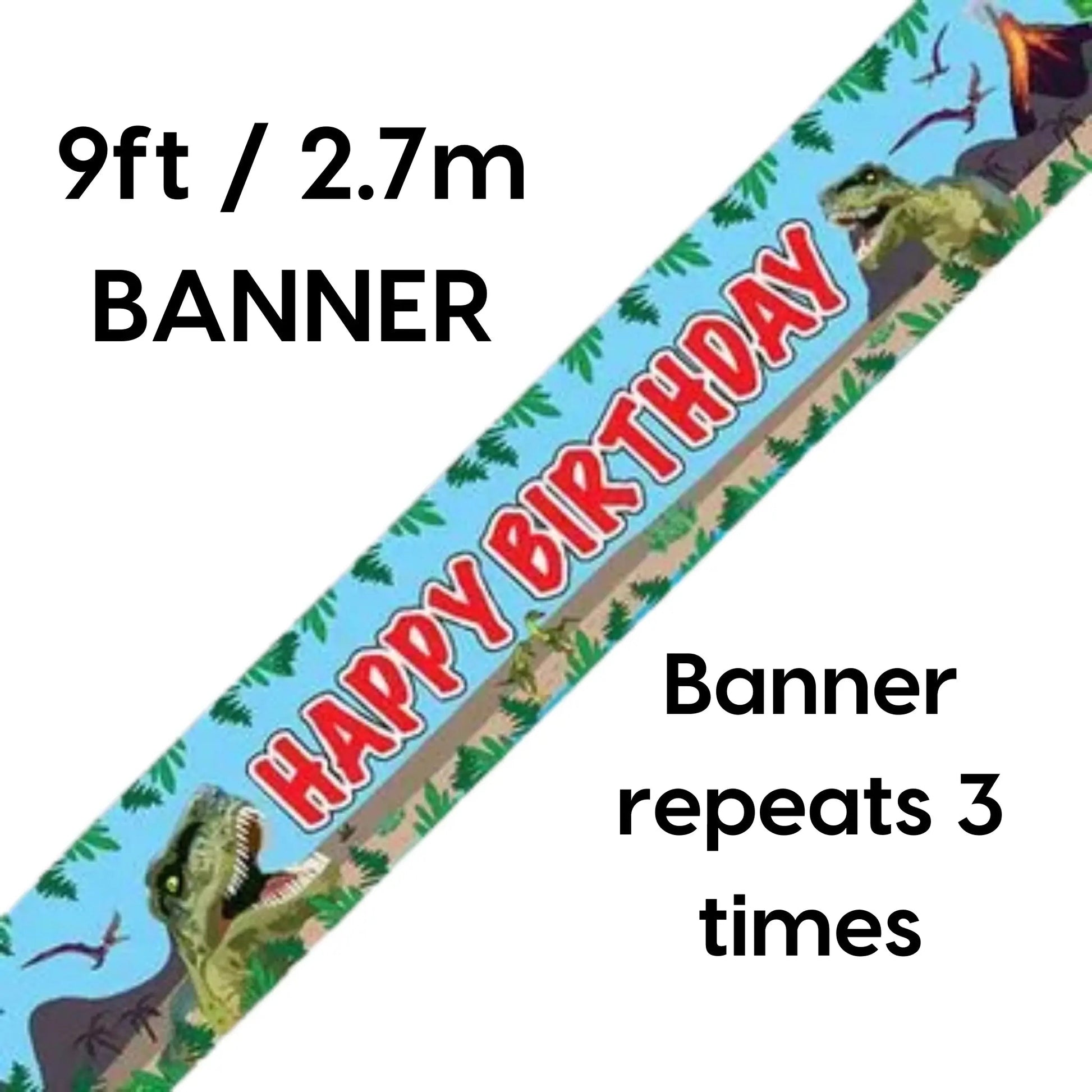 Happy Birthday Banner 9ft | Jurassic Dinosaur Party