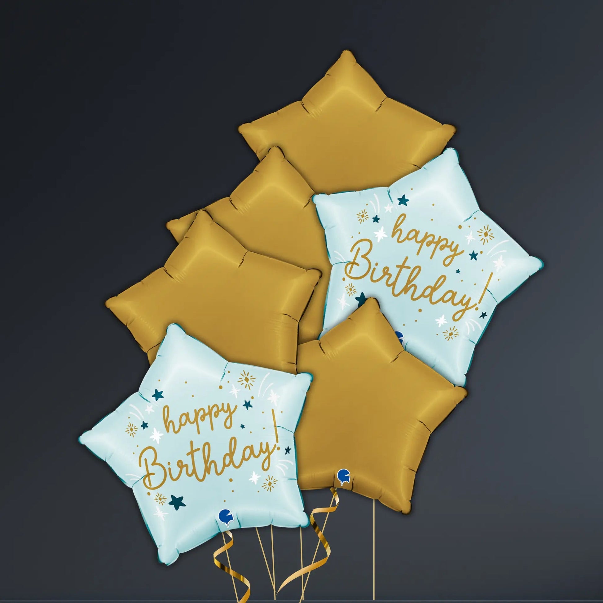 Happy Birthday Blue Star Balloon Package – Helium Filled
