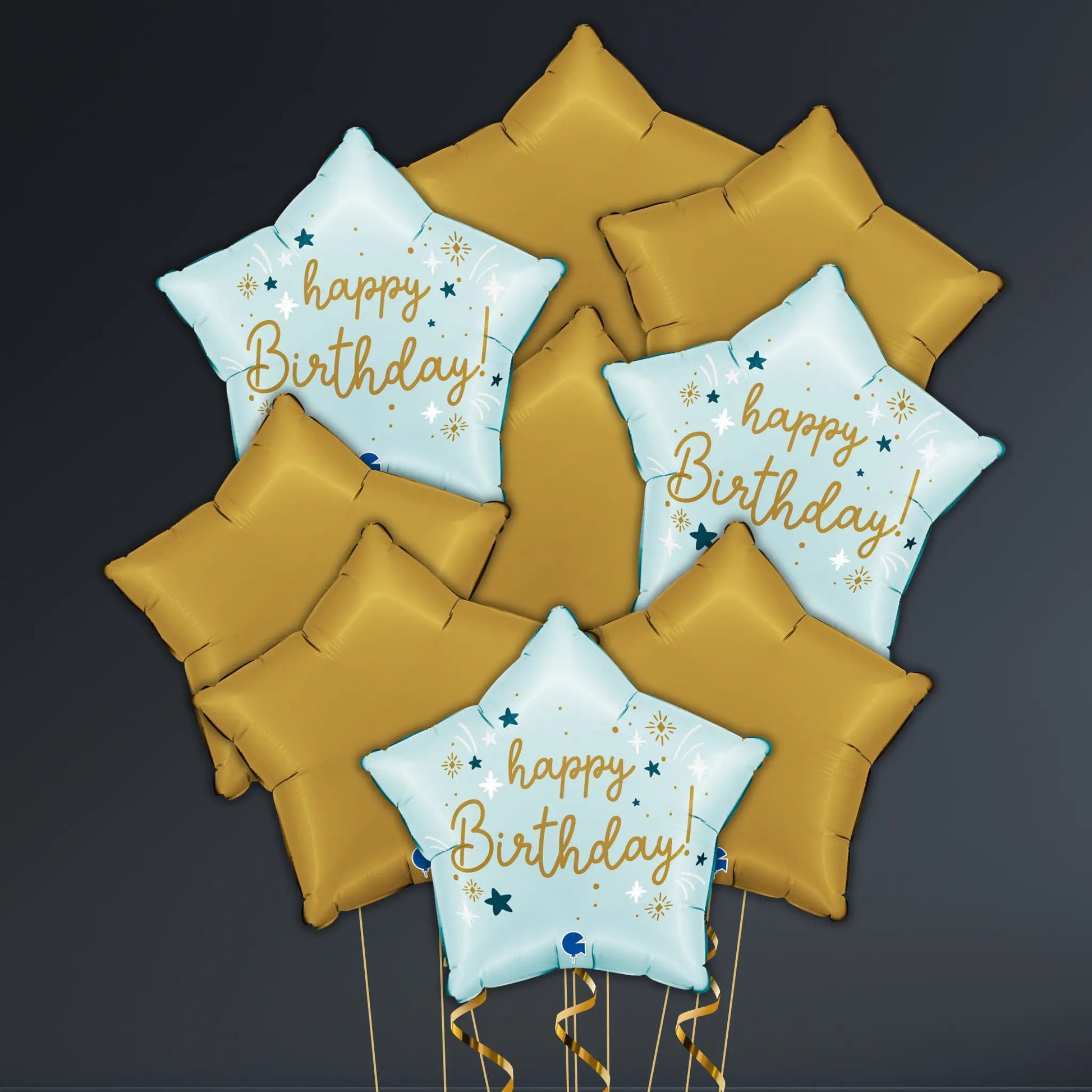 Happy Birthday Blue Star Balloon Package – Helium Filled