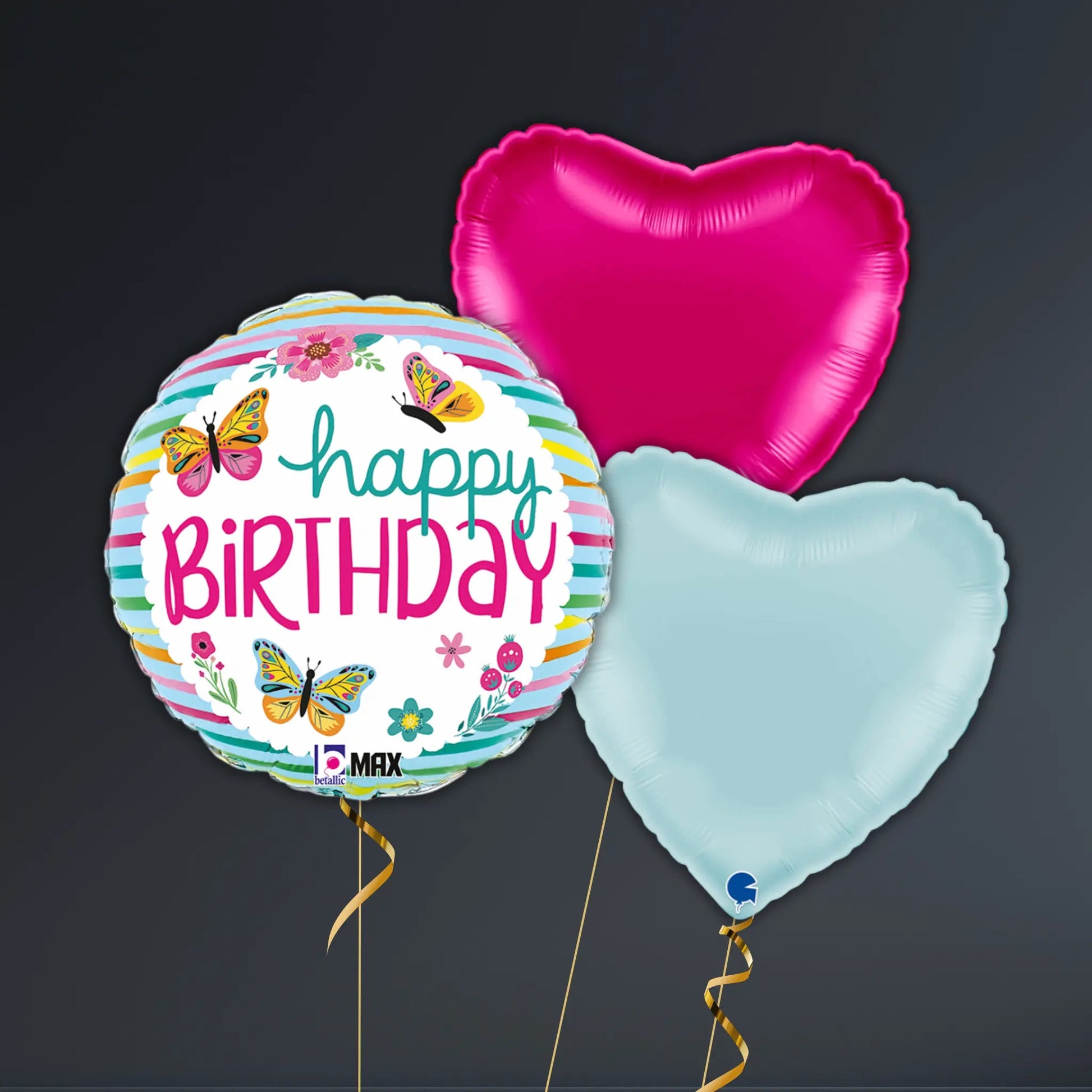 Happy Birthday Butterfly Balloon Package - Helium Filled