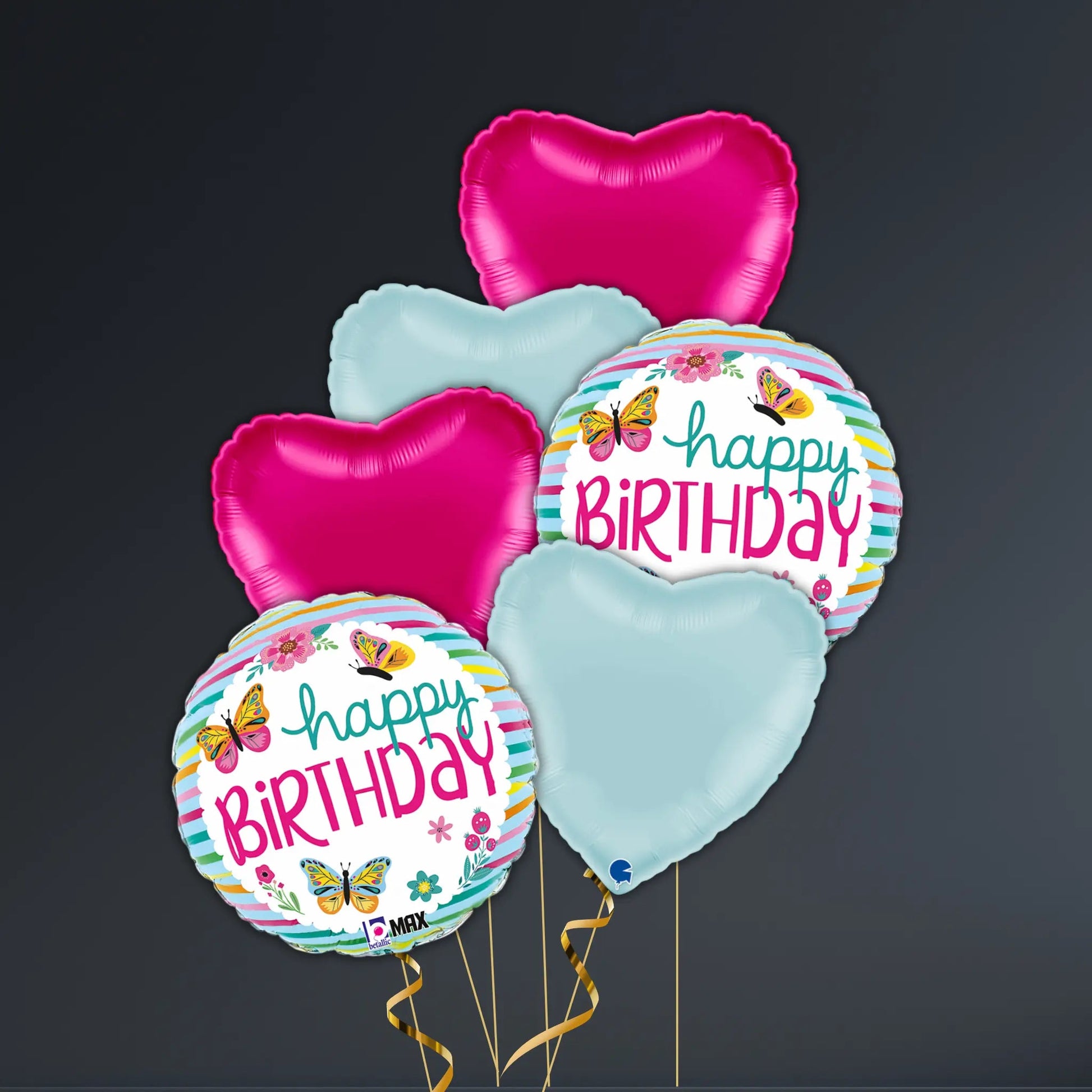 Happy Birthday Butterfly Balloon Package - Helium Filled