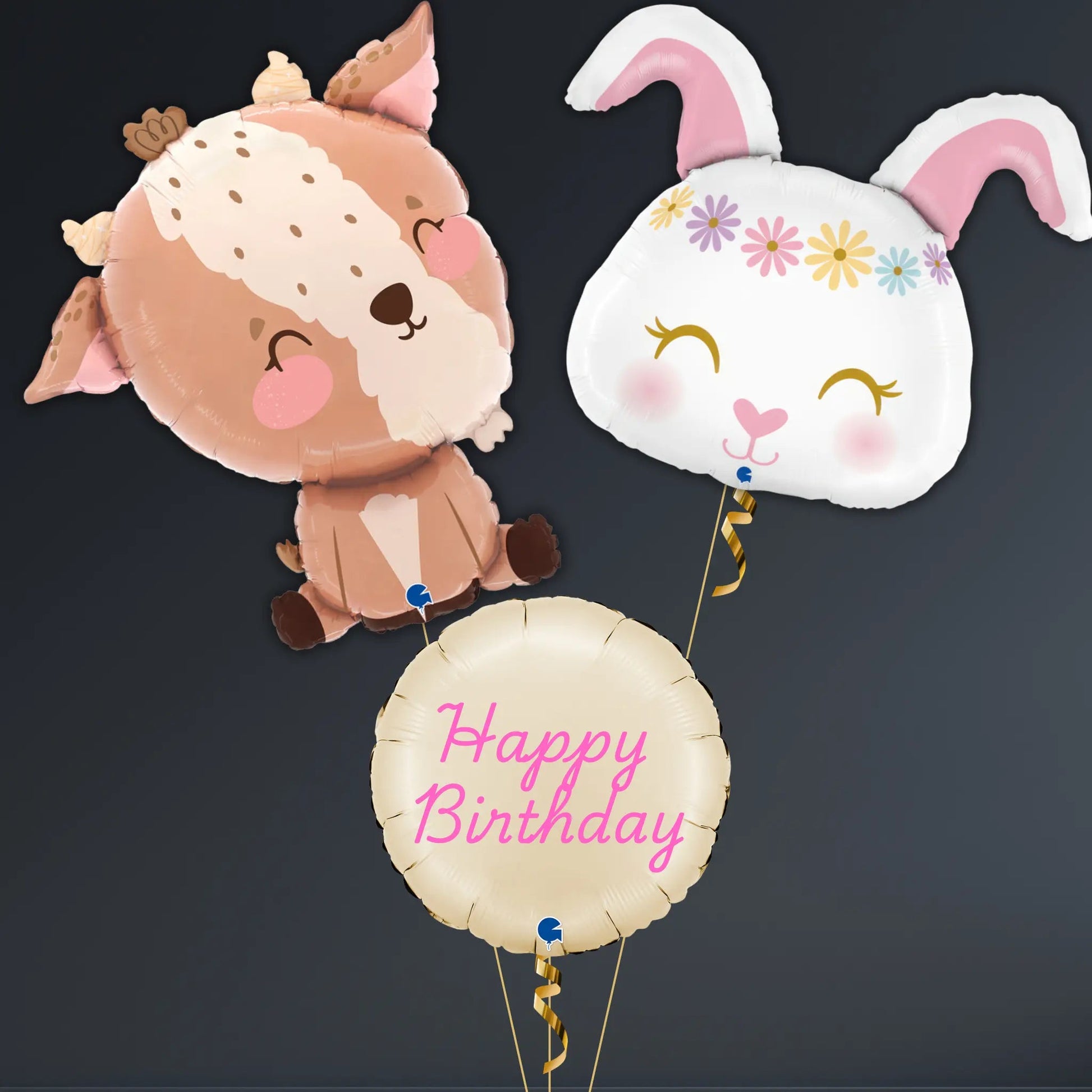 Happy Birthday Goat & Bunny Balloon Package – Helium Filled