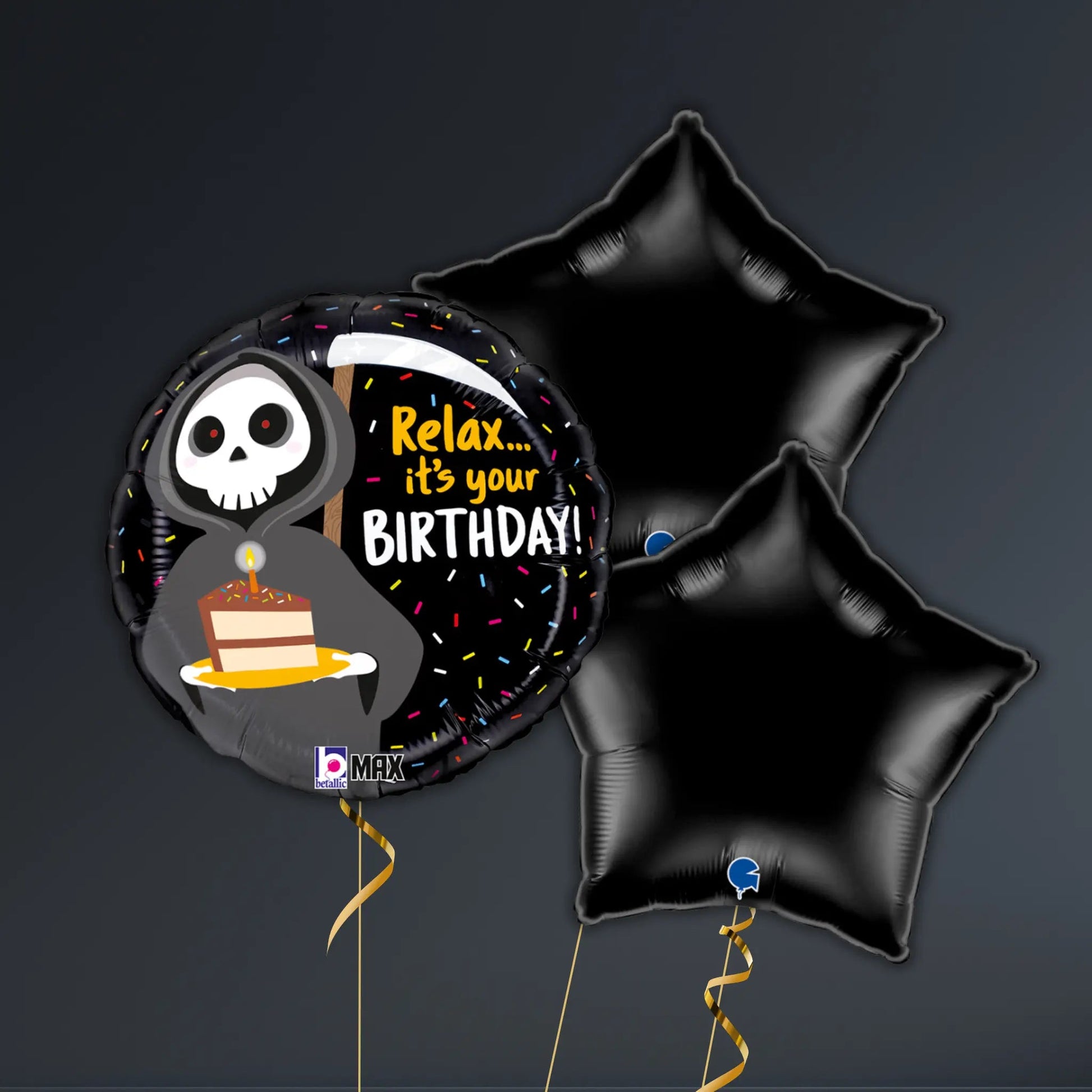 Happy Birthday Grim Reaper Balloon Package – Helium Filled