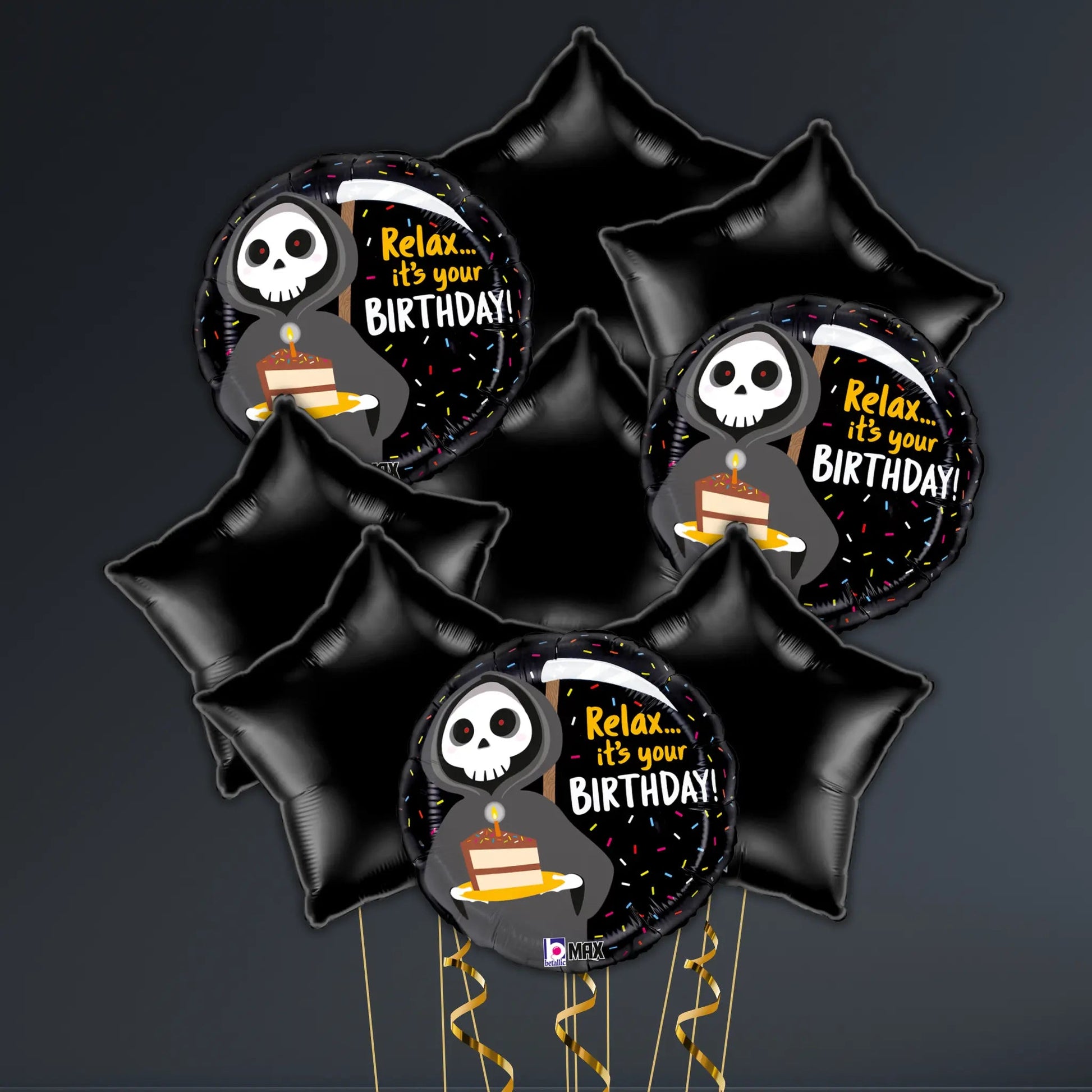 Happy Birthday Grim Reaper Balloon Package – Helium Filled