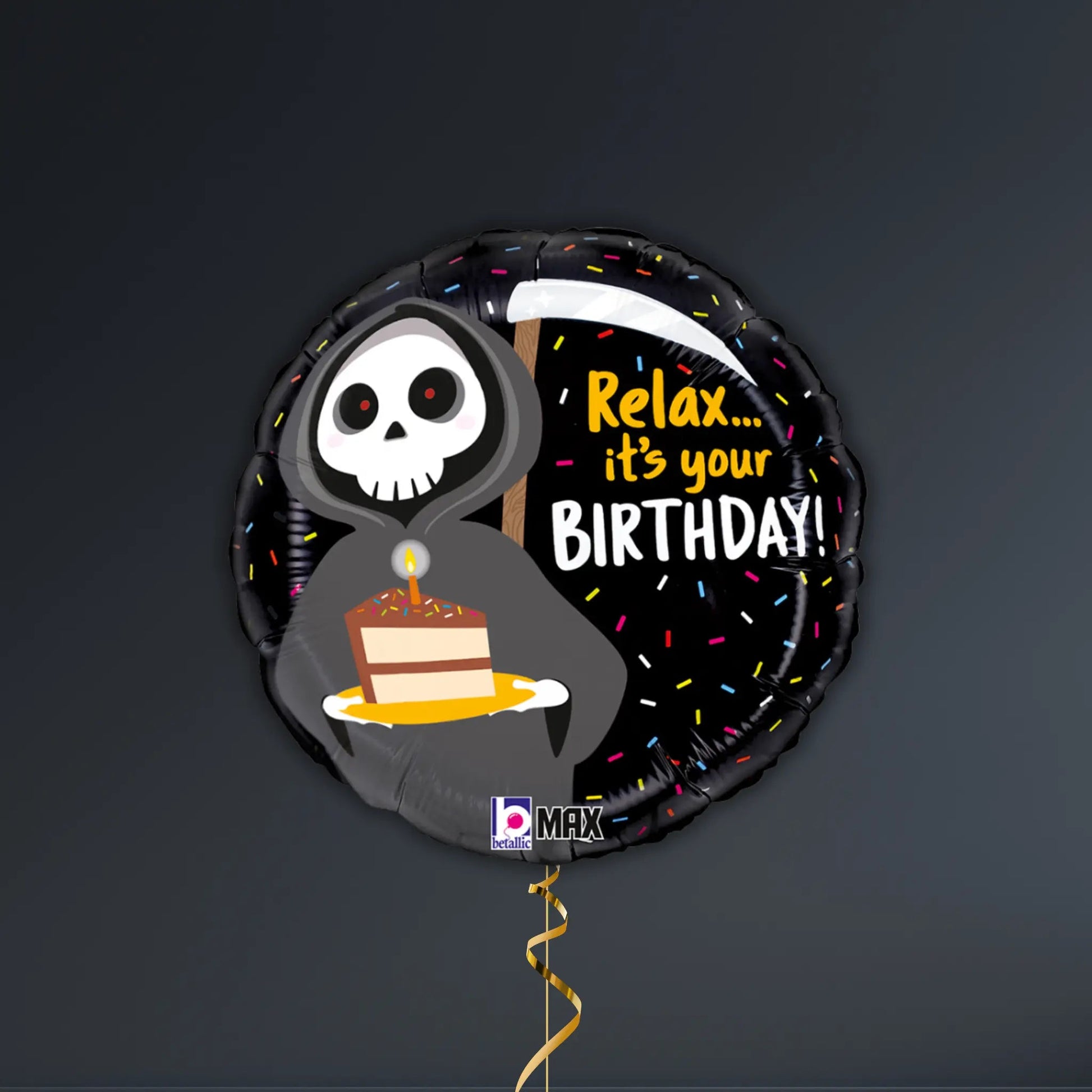 Happy Birthday Grim Reaper Balloon Package – Helium Filled