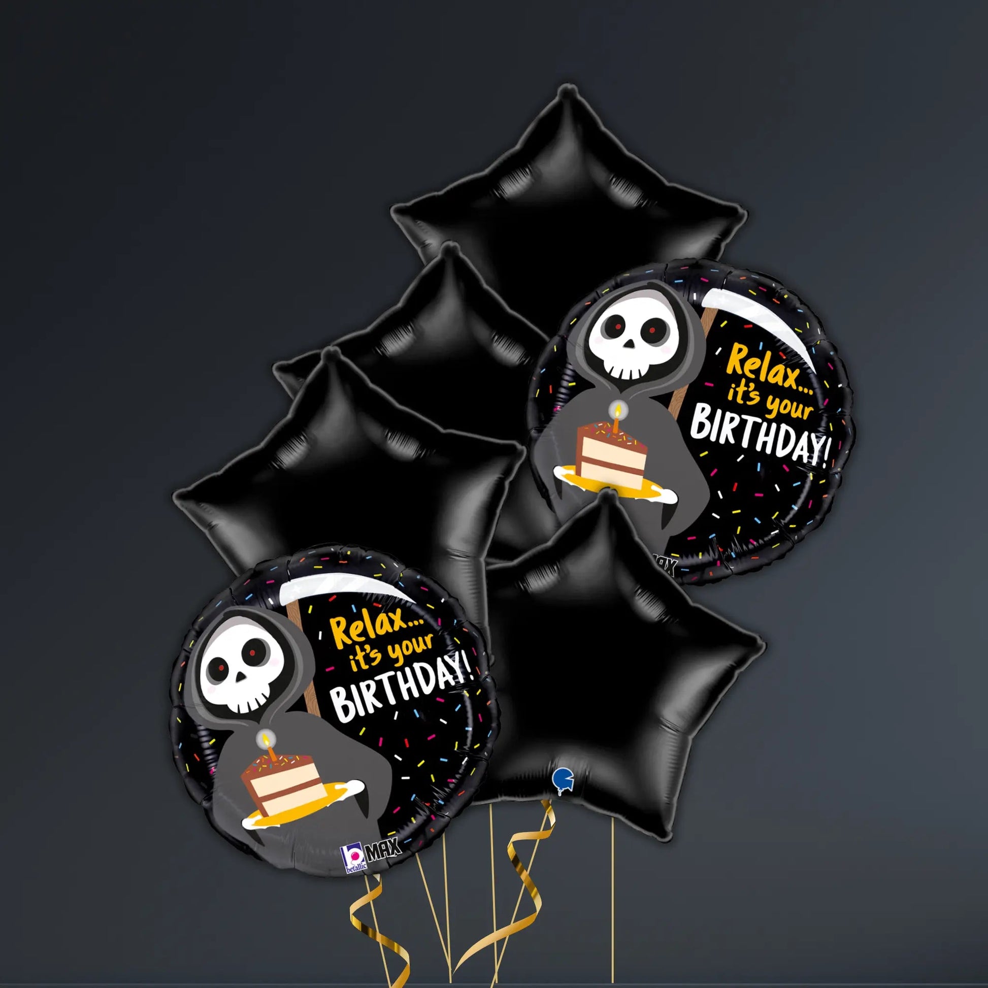 Happy Birthday Grim Reaper Balloon Package – Helium Filled