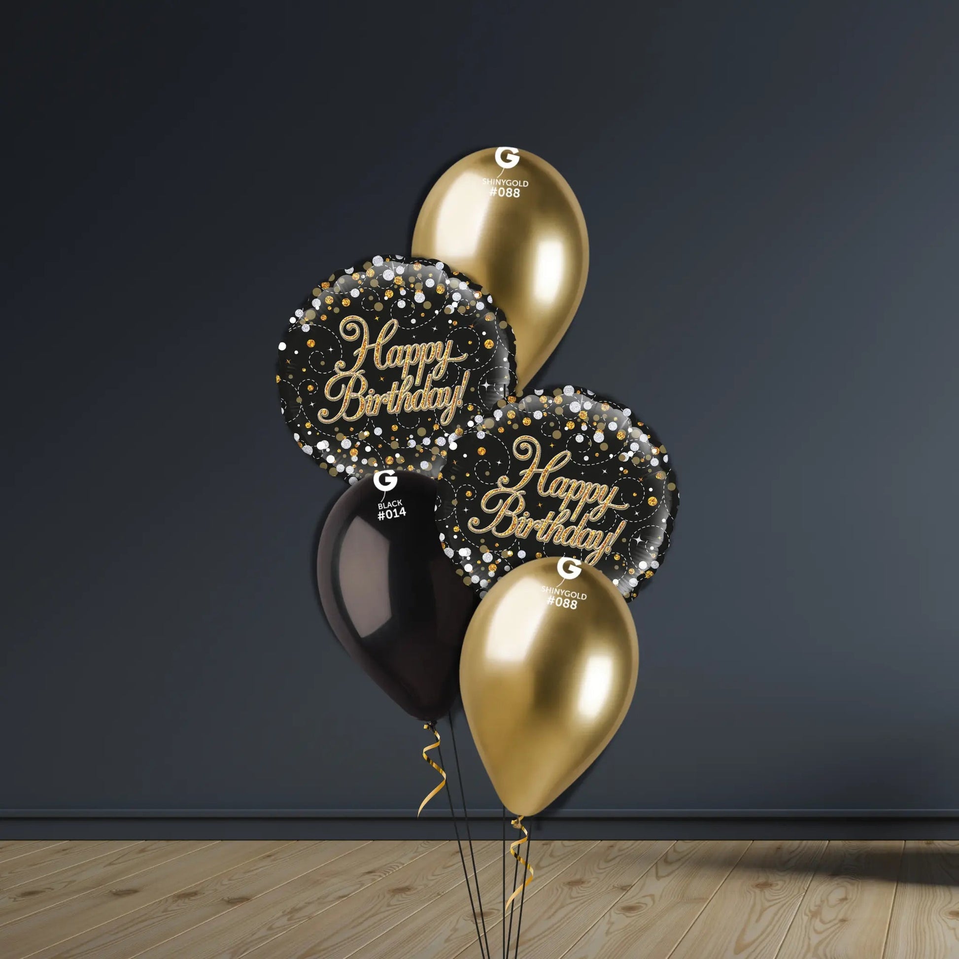 Black & Gold Luxe Birthday Balloon Package | Stylish Decor