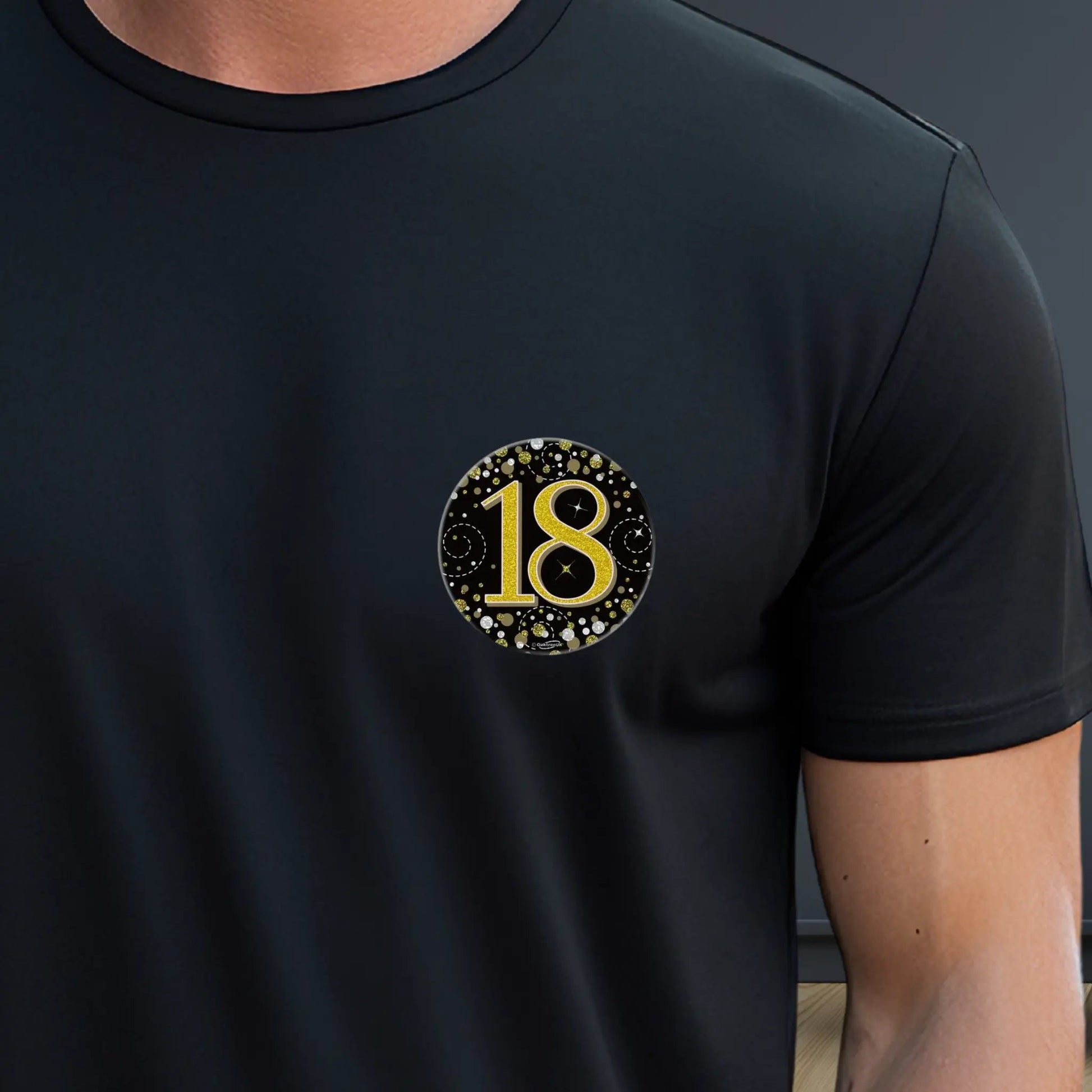 18th Birthday – Holographic Black & Gold Badge – 3 Inch