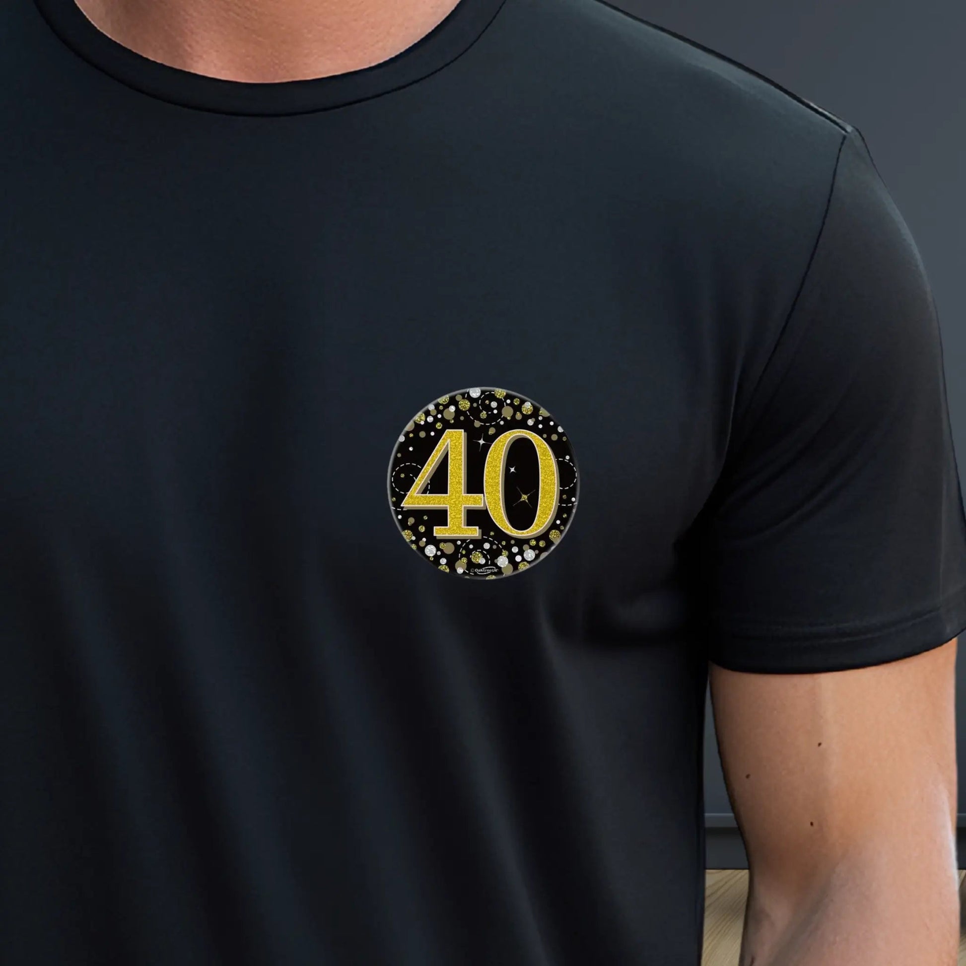 40th Birthday – Holographic Black & Gold Badge – 3 Inch
