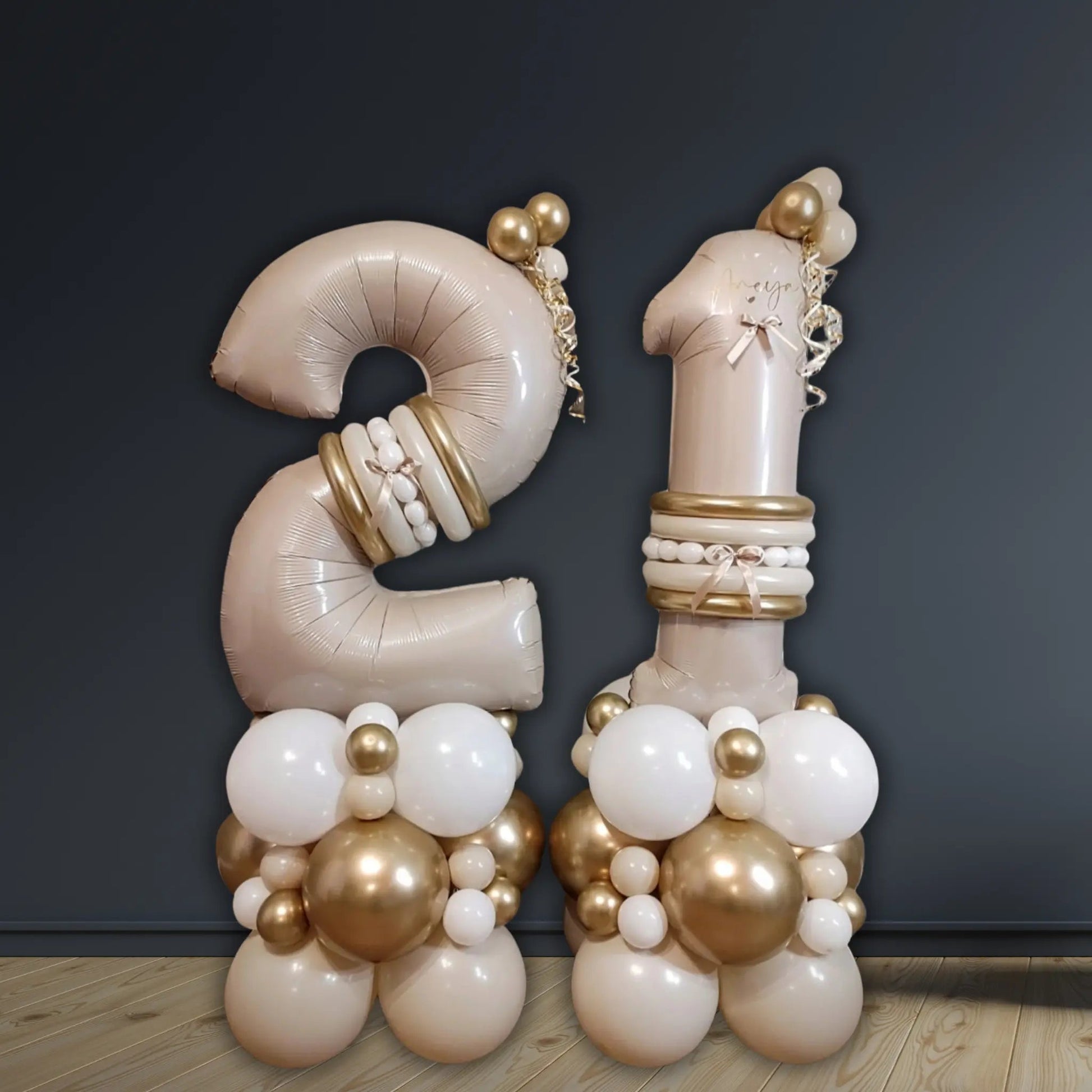 Luxury Cream & Gold Number Balloon Package | Birthday Balloons Cheltenham