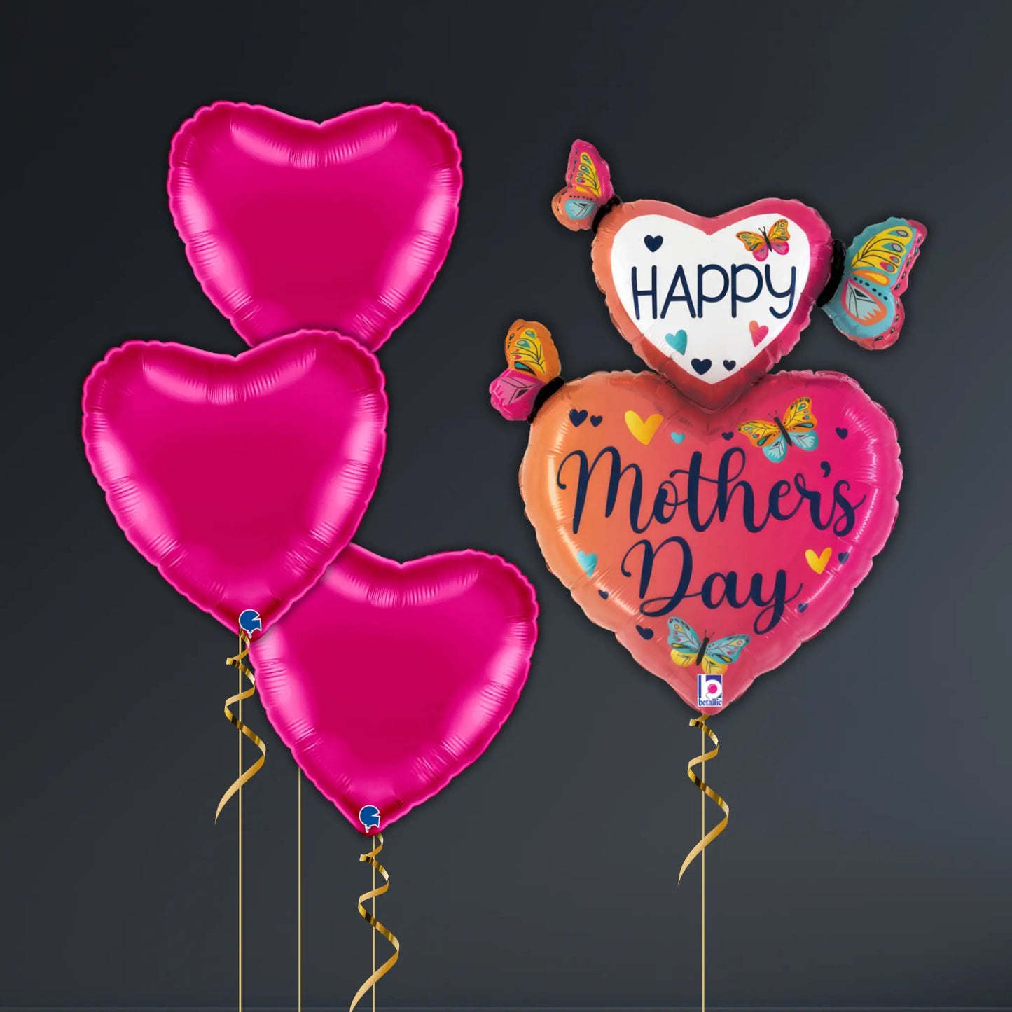 Mother’s Day Heart & Butterfly Balloon Package – Foil, Helium - Filled Set | The Party Hut Cheltenham
