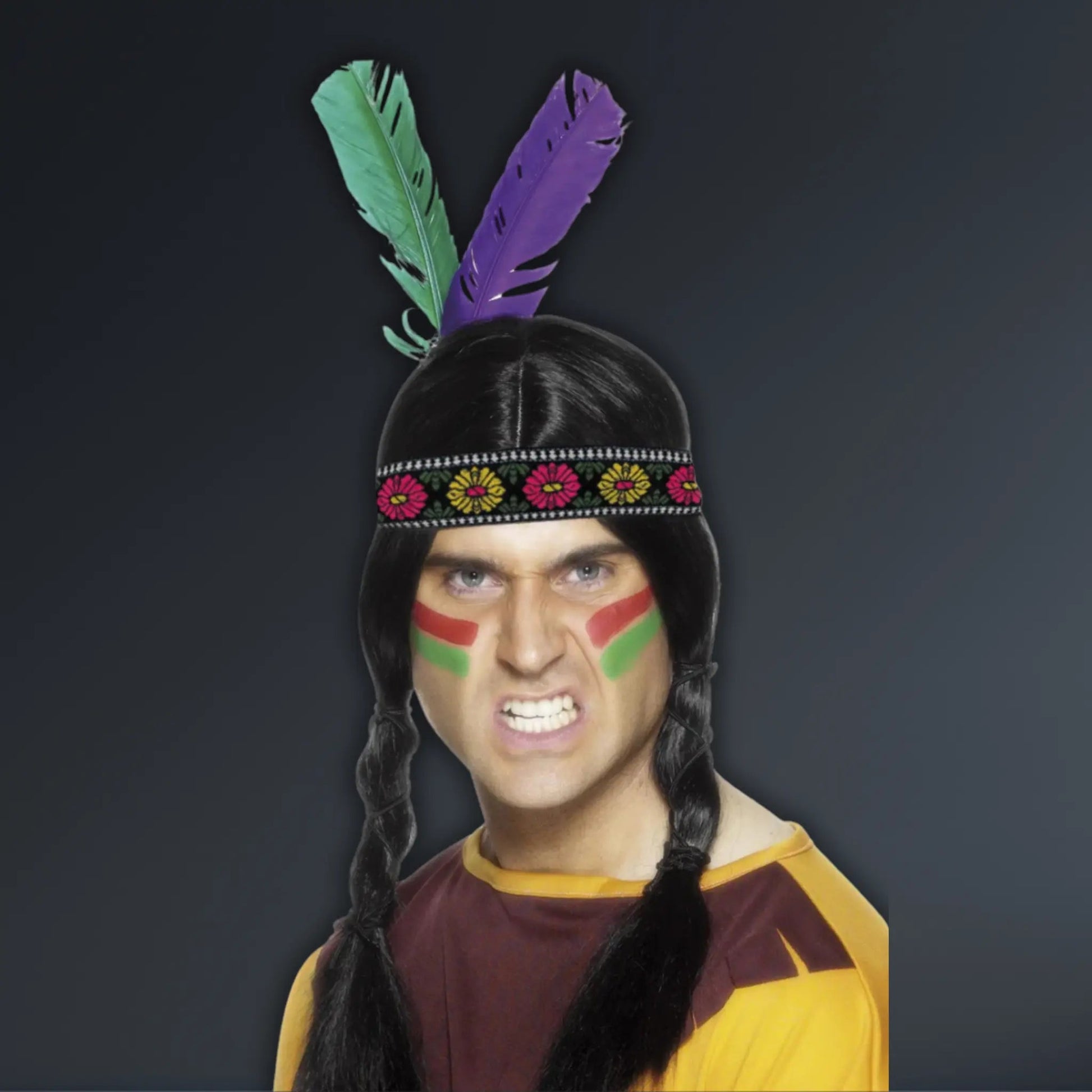 Native American Inspired Feathered Headband, Multi Coloured