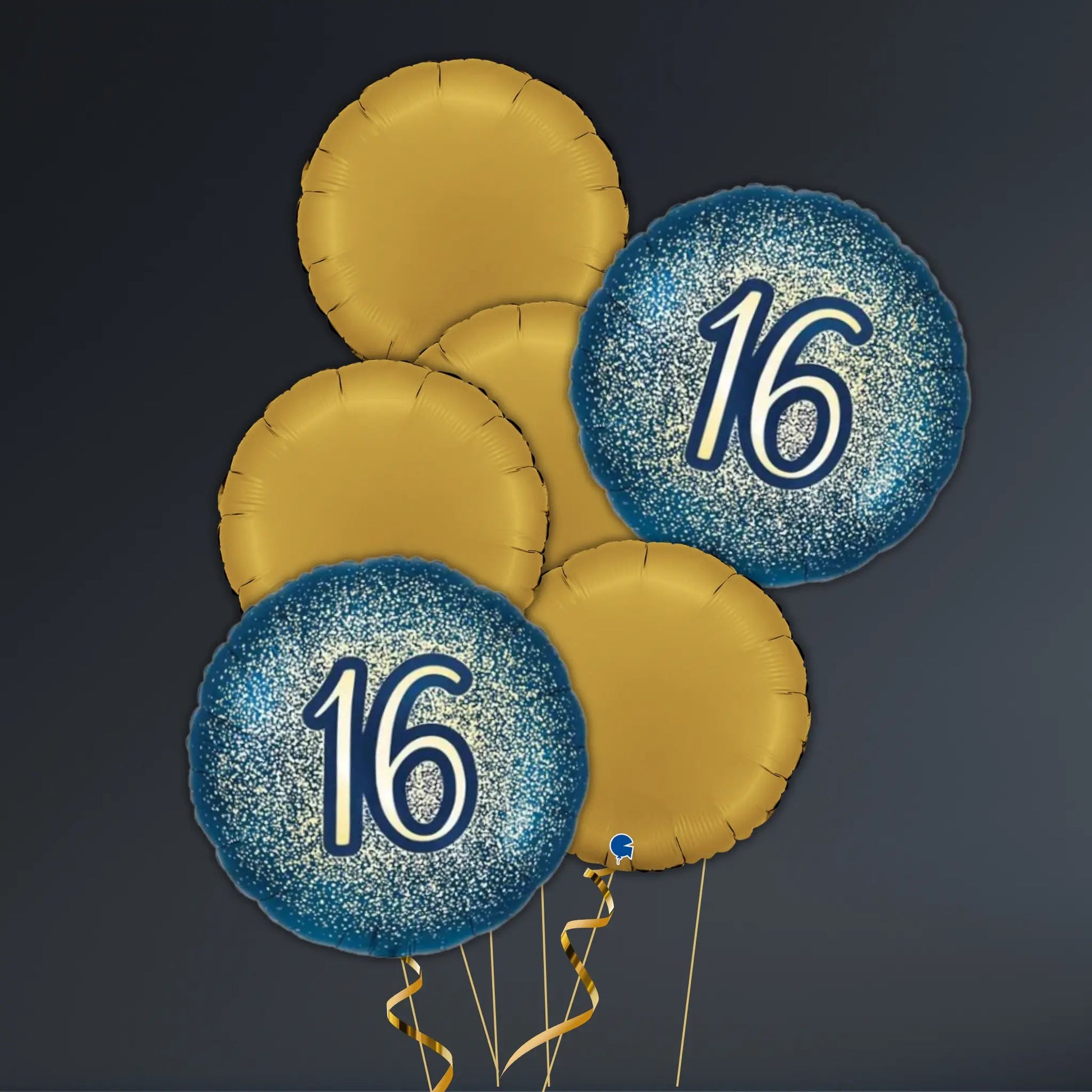 Navy and Gold 16th Birthday Balloon Package - Helium Filled