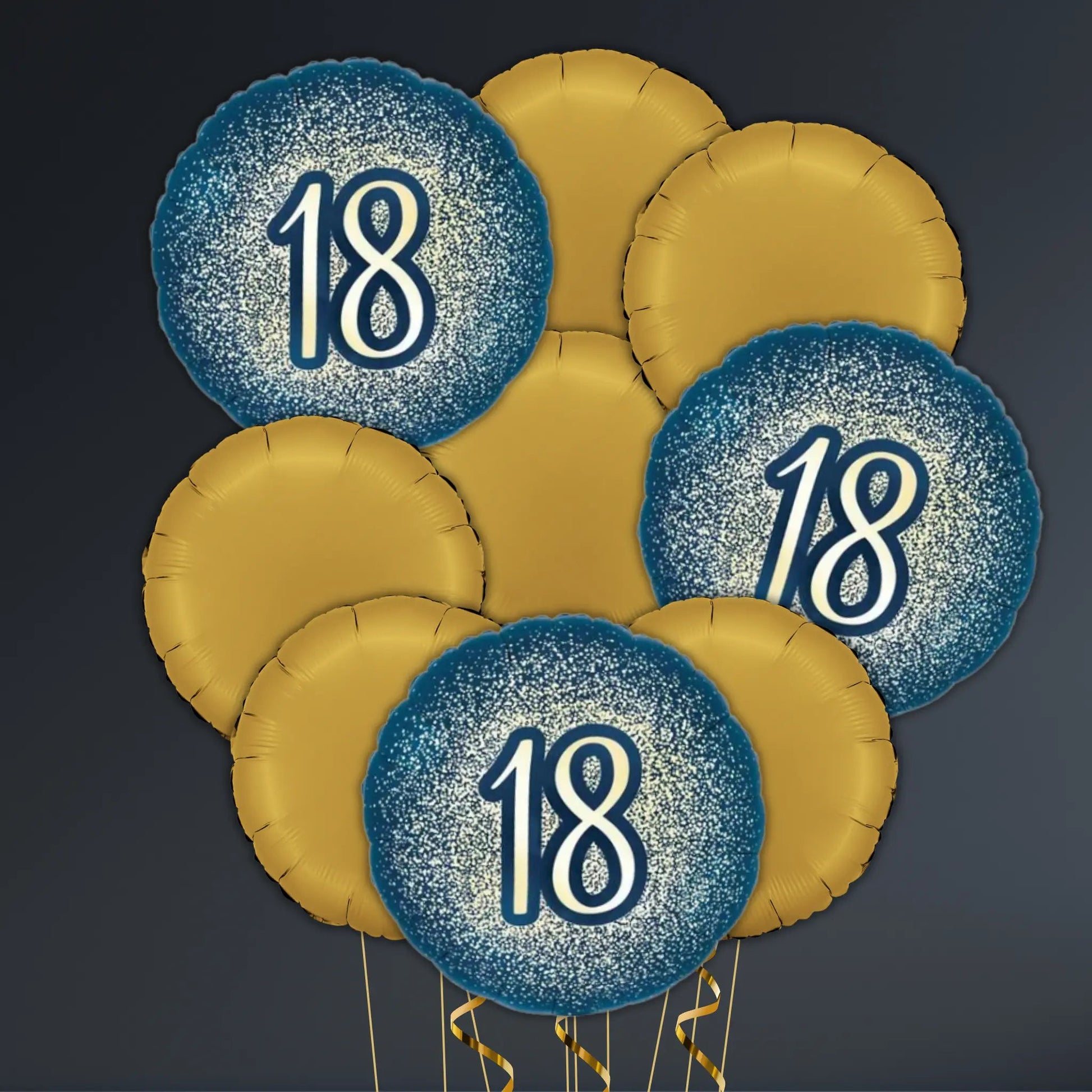 Navy and Gold 18th Birthday Balloon Package - Helium Filled