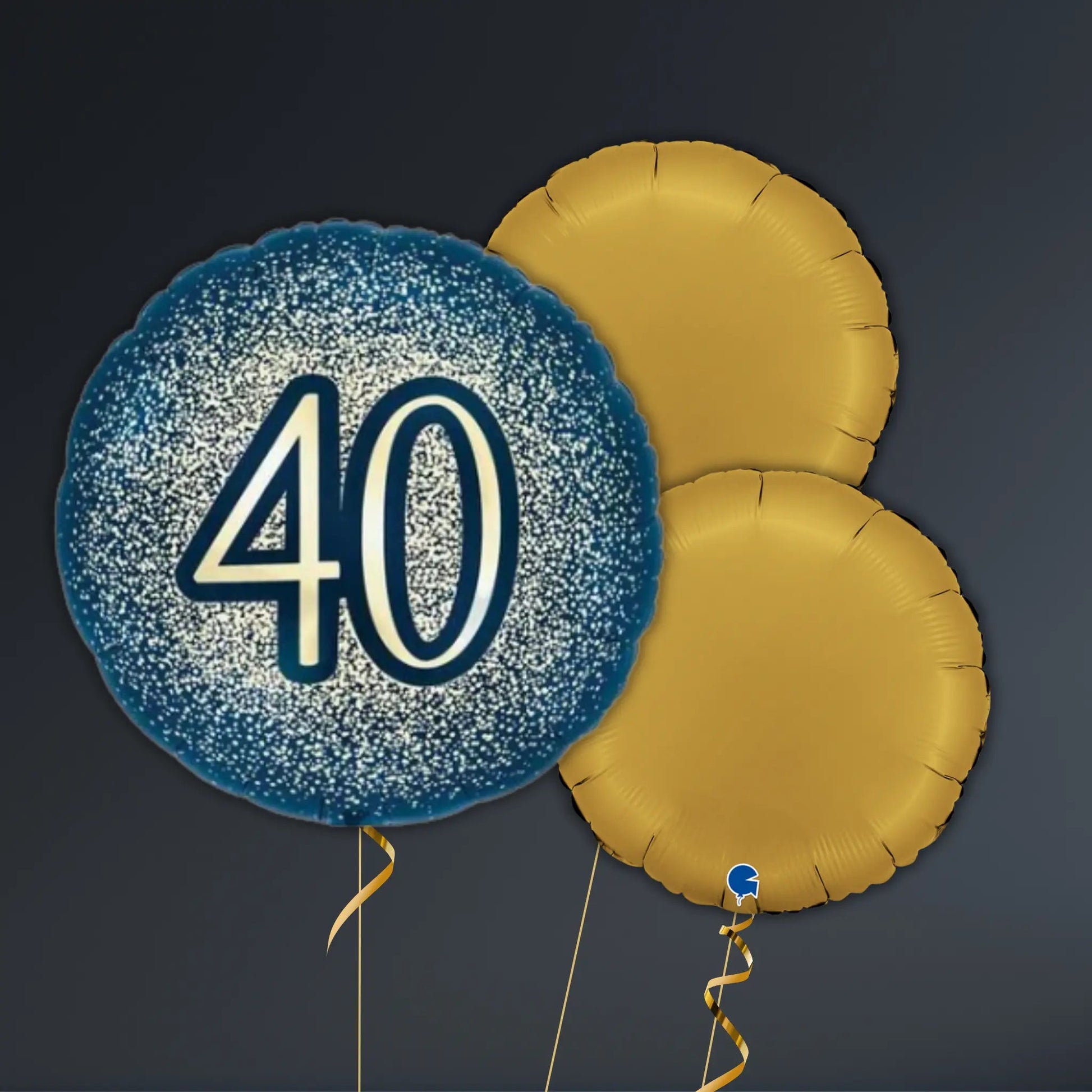 Navy and Gold 40th Birthday Balloon Package - Helium Filled