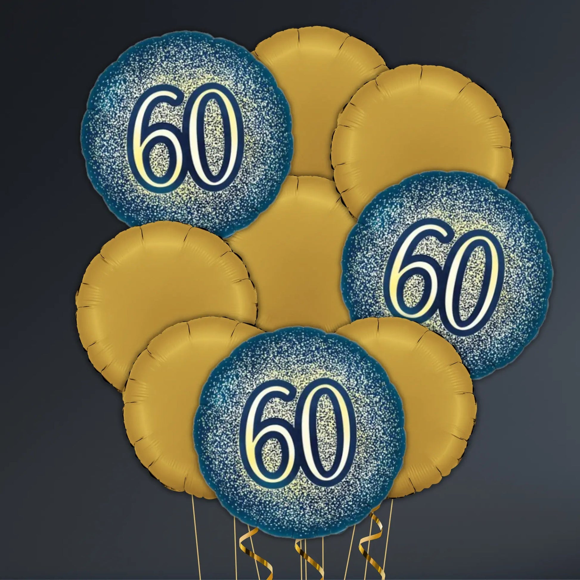 Navy and Gold 60th Birthday Balloon Package - Helium Filled