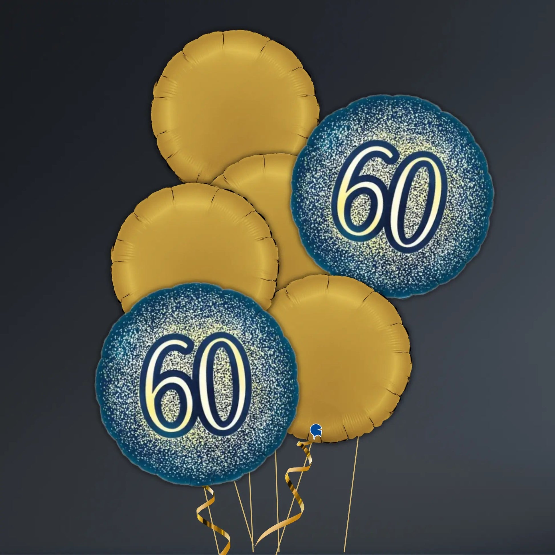 Navy and Gold 60th Birthday Balloon Package - Helium Filled