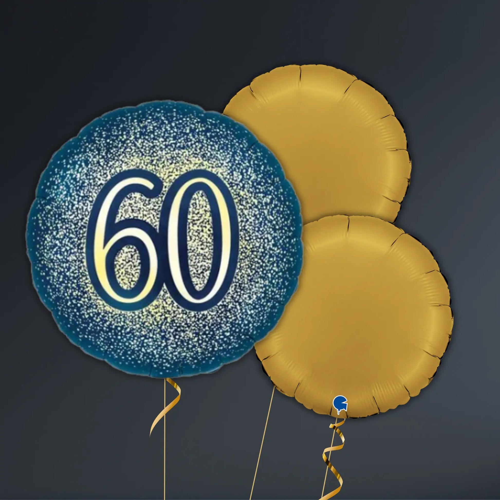 Navy and Gold 60th Birthday Balloon Package - Helium Filled