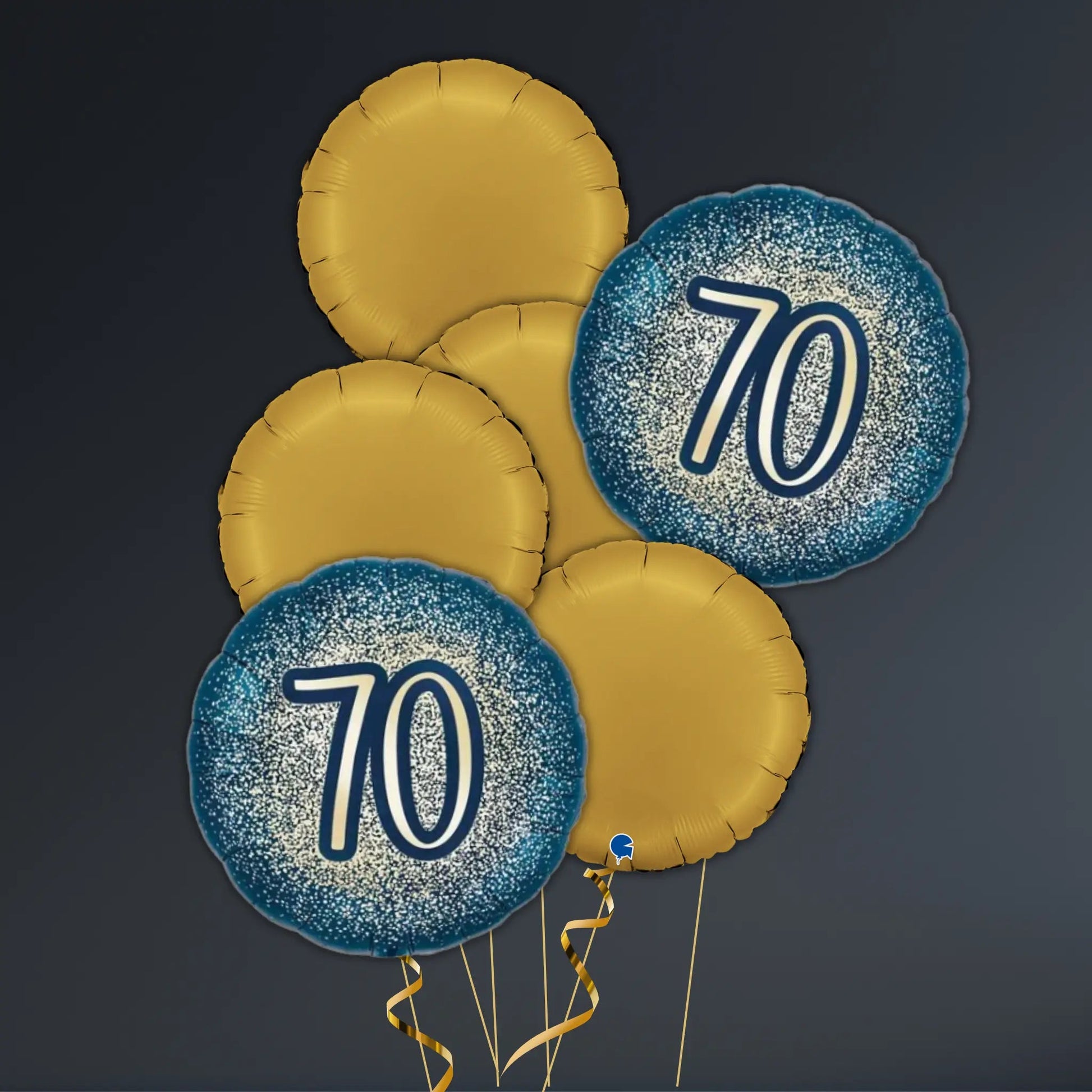 Navy and Gold 70th Birthday Balloon Package - Helium Filled