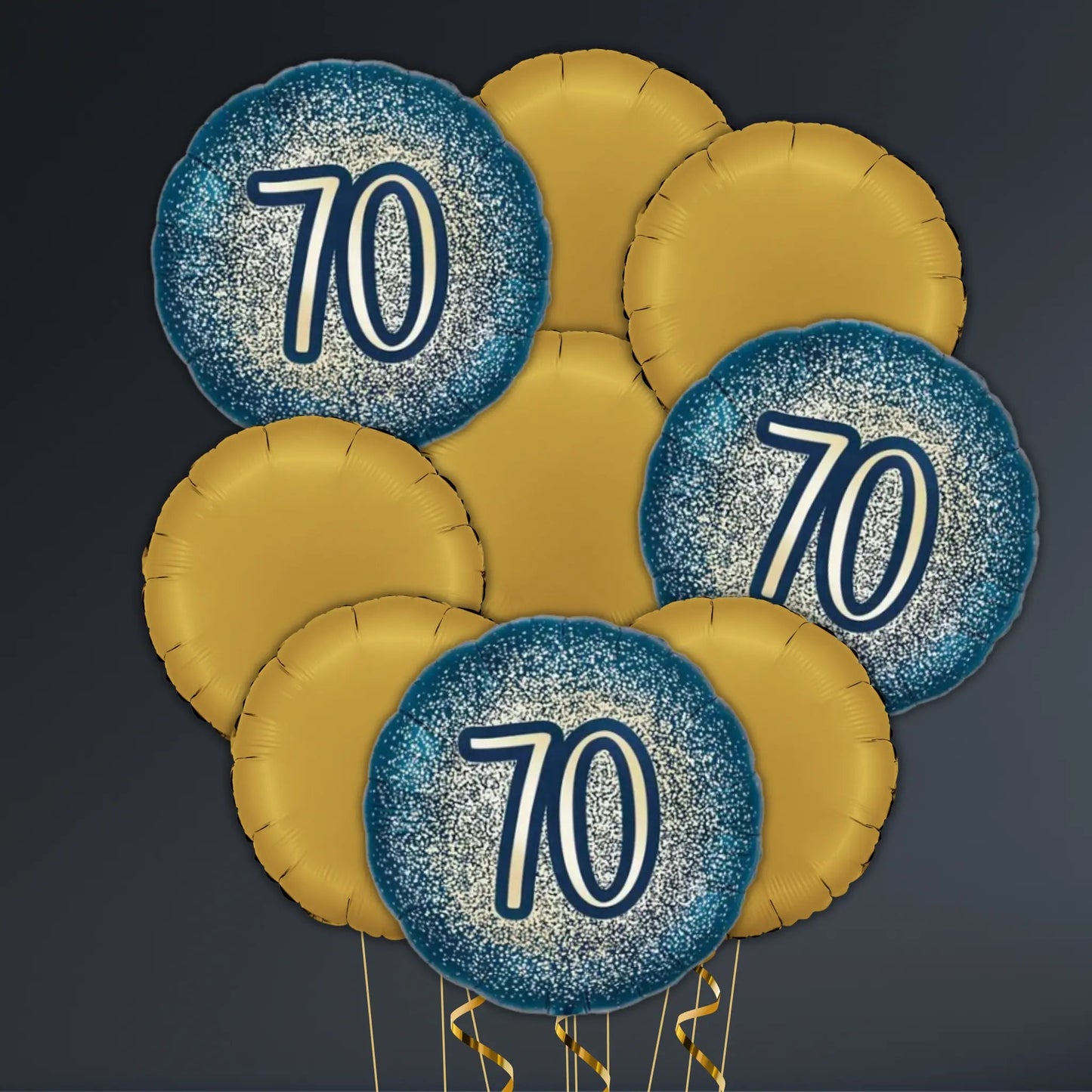 Navy and Gold 70th Birthday Balloon Package - Helium Filled | The Party Hut Cheltenham