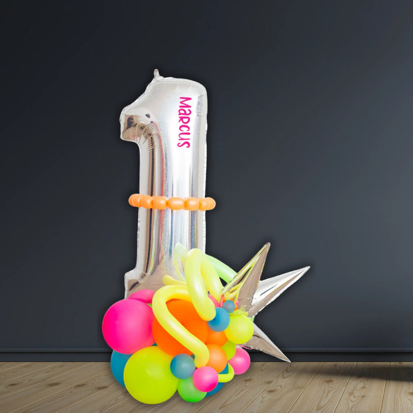 Neon Single Number Balloon Stacks 0–9 | Luxury Party Decor