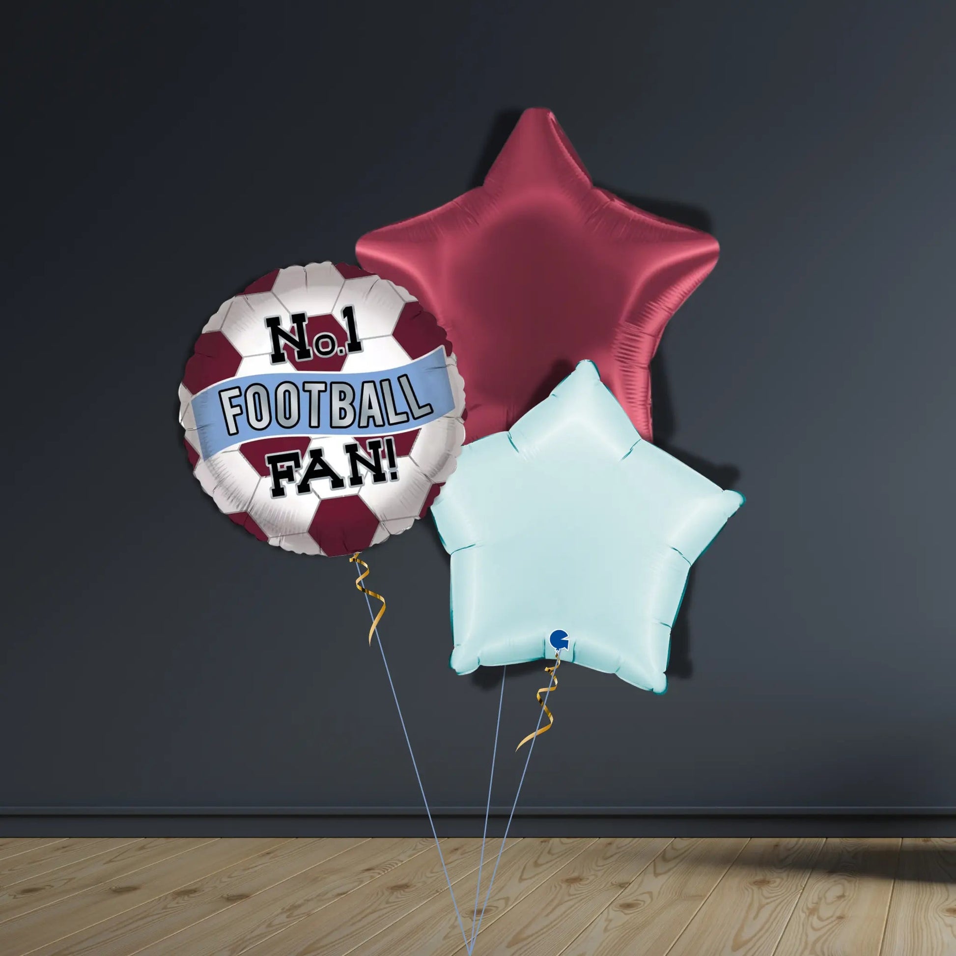 No.1 Football Fan Balloon Bouquet – Claret & Blue | Helium