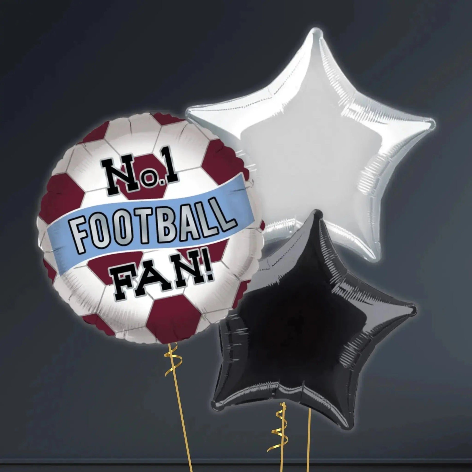 No.1 Football Fan Claret & Blue Foil Balloon Bouquet