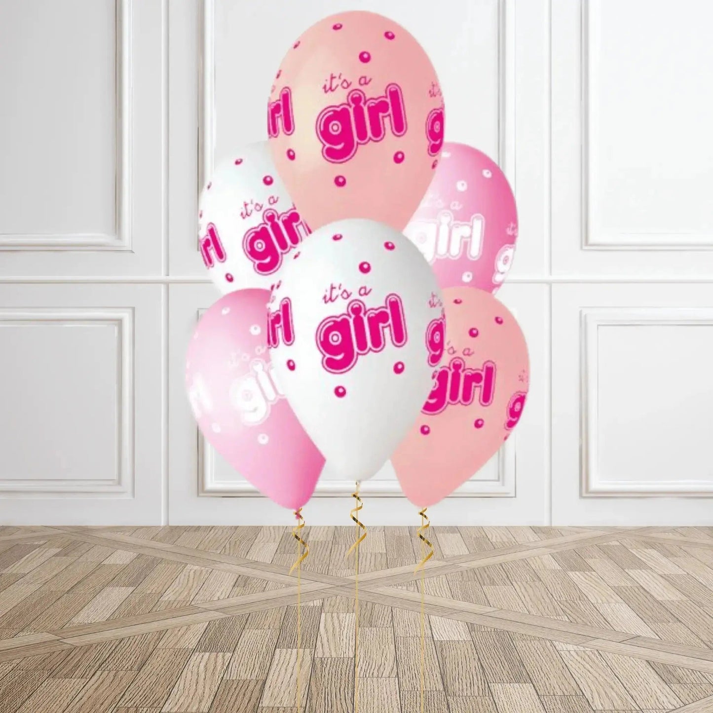 Pack of 6 Baby Girl Latex Balloons - Helium Option Available | The Party Hut Cheltenham