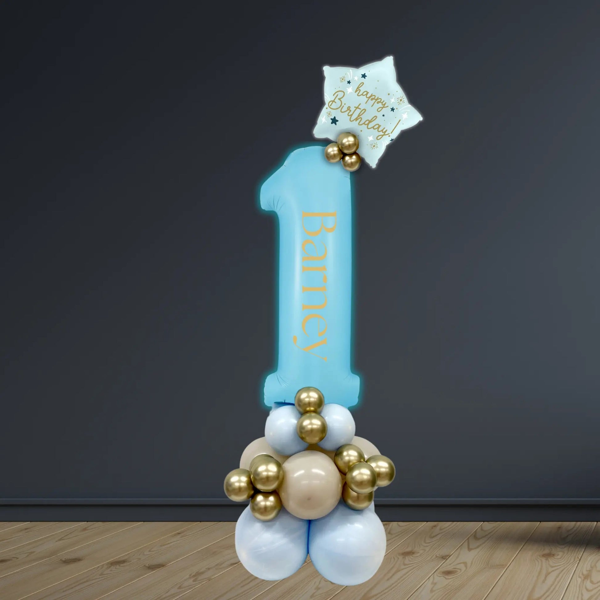 Pastel Blue Luxury Number Balloon Stacks 0-9 | Party Decor