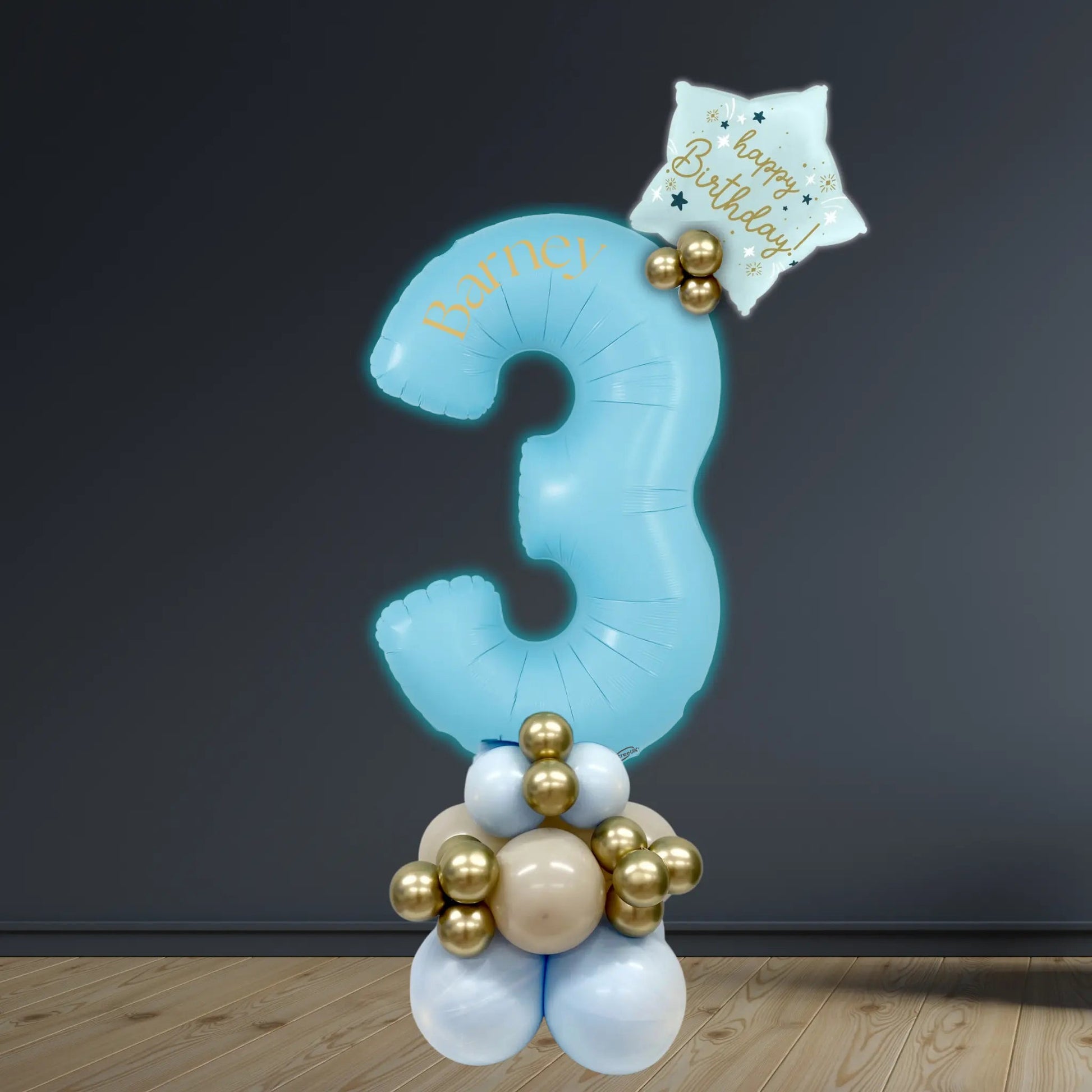Pastel Blue Luxury Number Balloon Stacks 0-9 | Party Decor