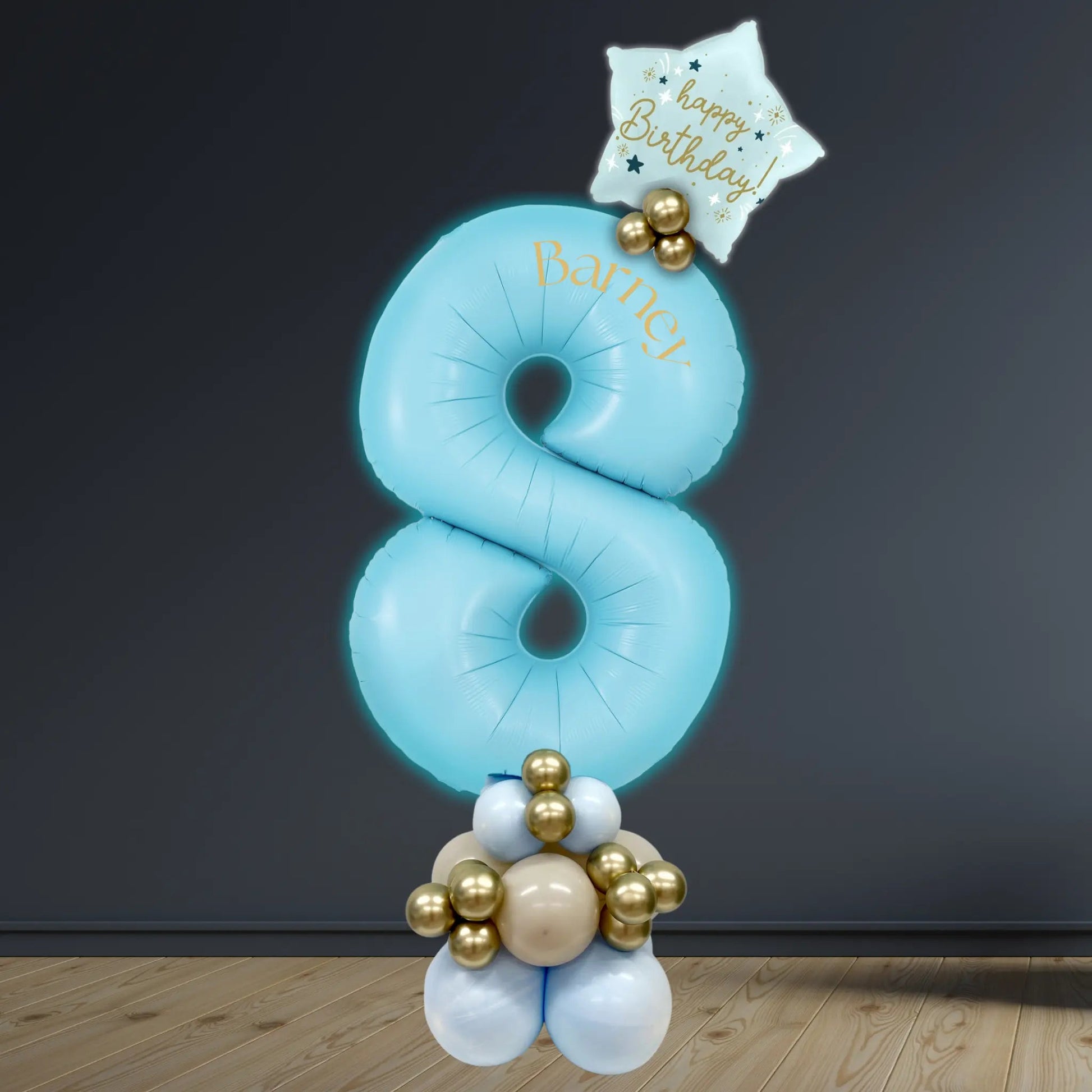 Pastel Blue Luxury Number Balloon Stacks 0-9 | Party Decor