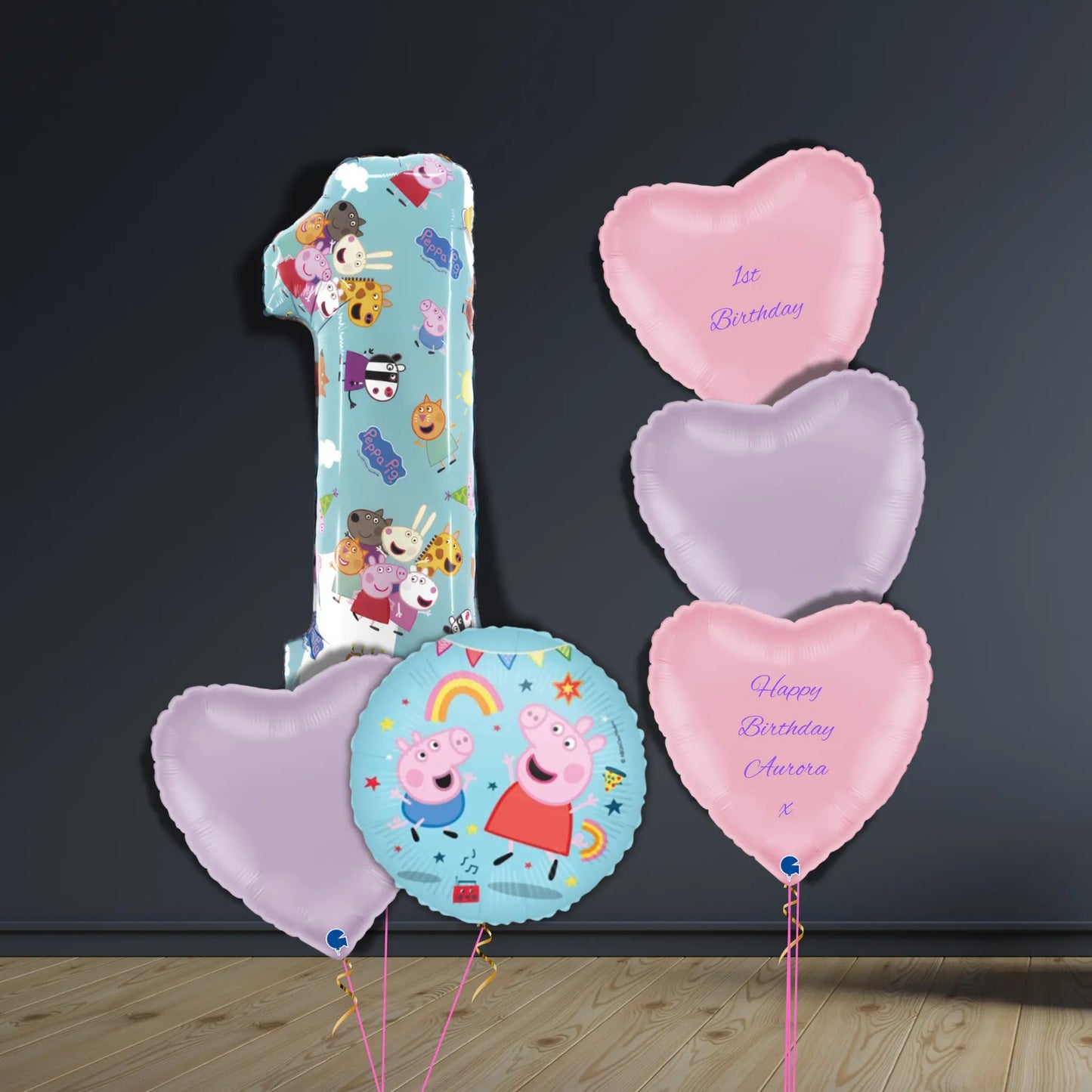 Peppa Pig 1st Birthday Balloon Bouquet | Helium | The Party Hut Cheltenham