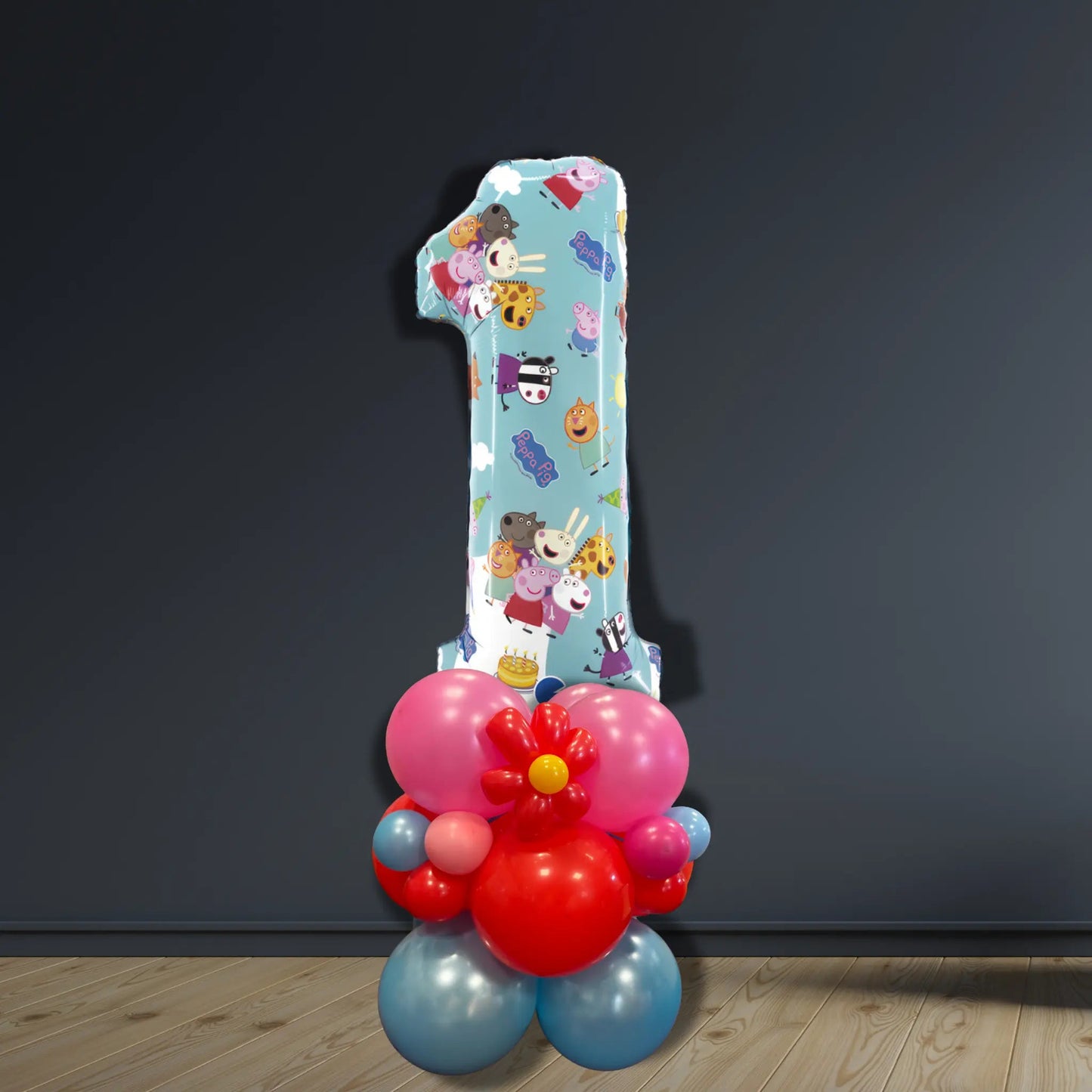 Peppa Pig 1st Birthday Balloon Stack | Air - Filled Display | The Party Hut Cheltenham