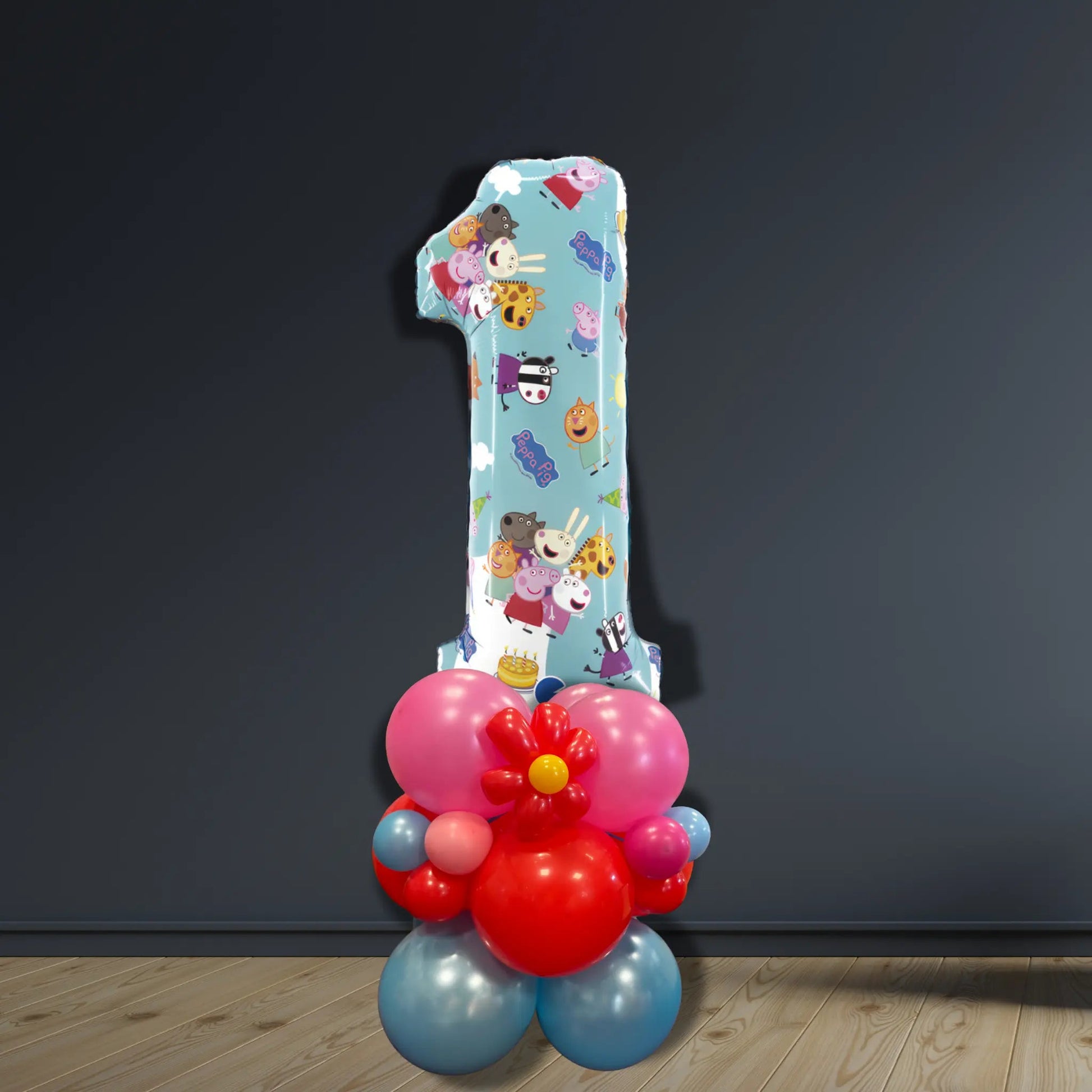 Peppa Pig 1st Birthday Balloon Stack | Air-Filled Display
