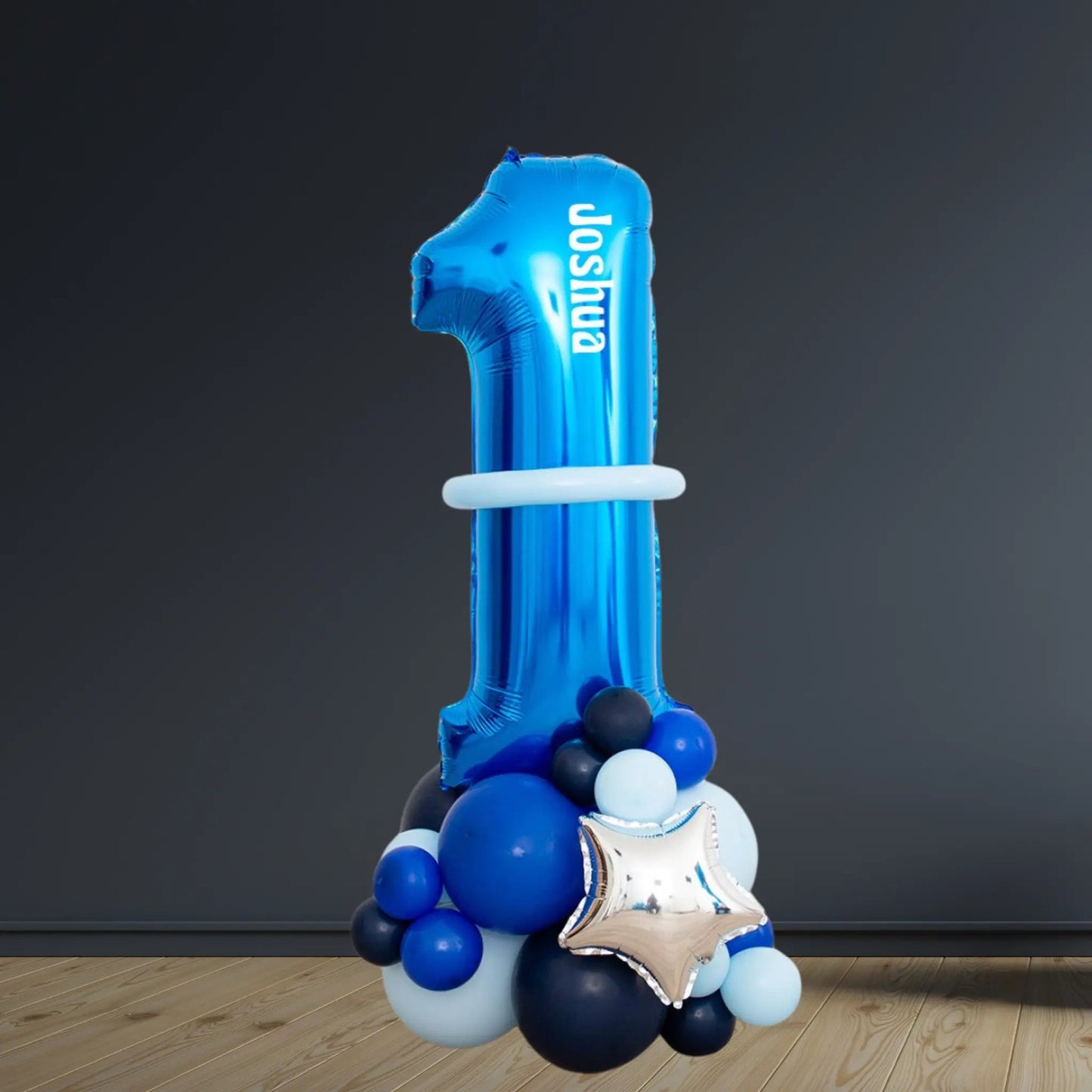 Personalised Blue Number 0 - 9 Balloon Stack with Star Decor | The Party Hut Cheltenham