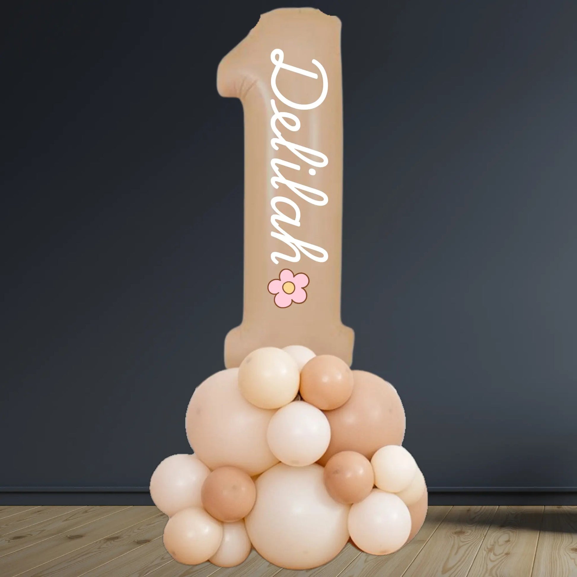Nude 1st Birthday Balloon Stack | Air-Filled Display