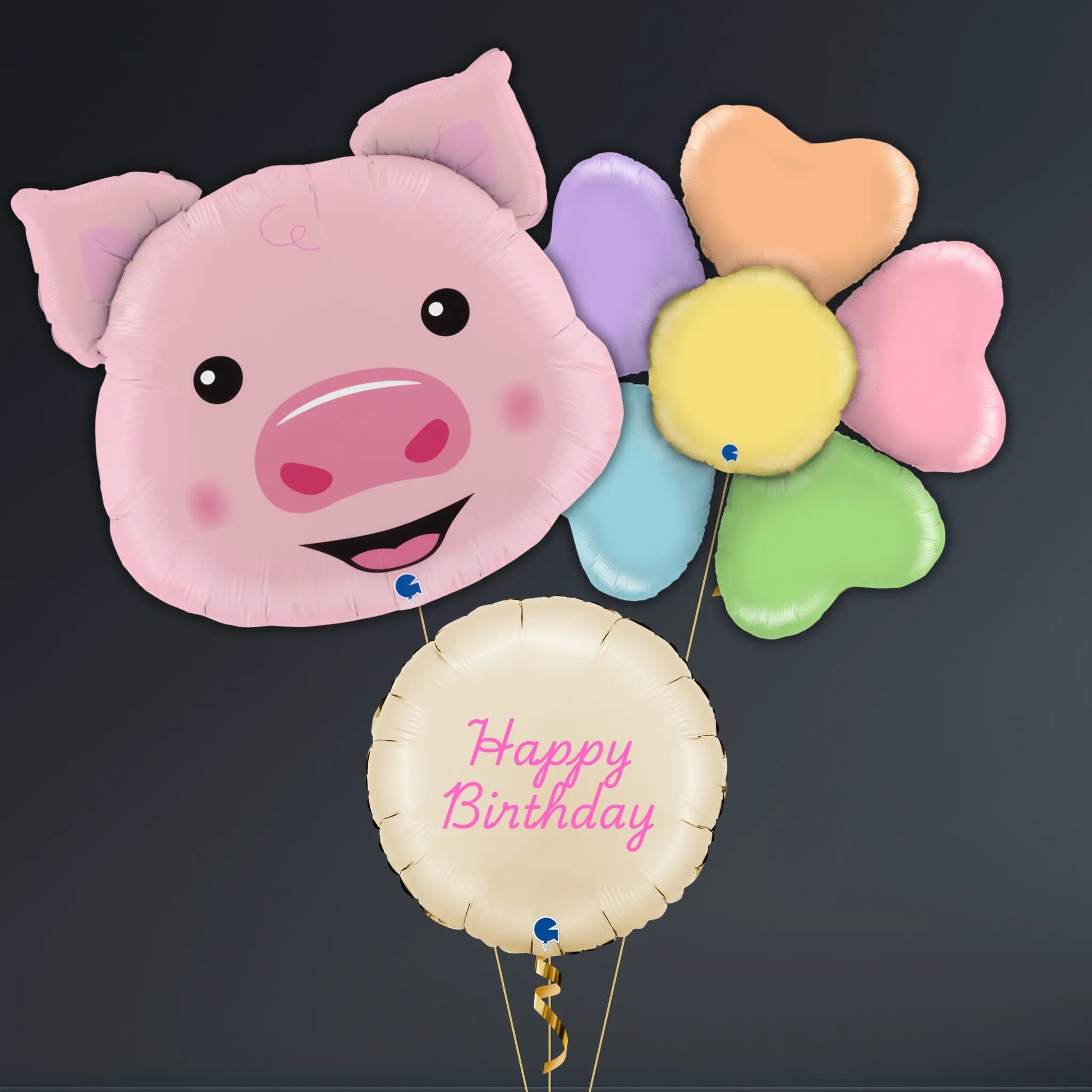 Pig Face Birthday Balloon Package – Pink & Pastel Farm Theme