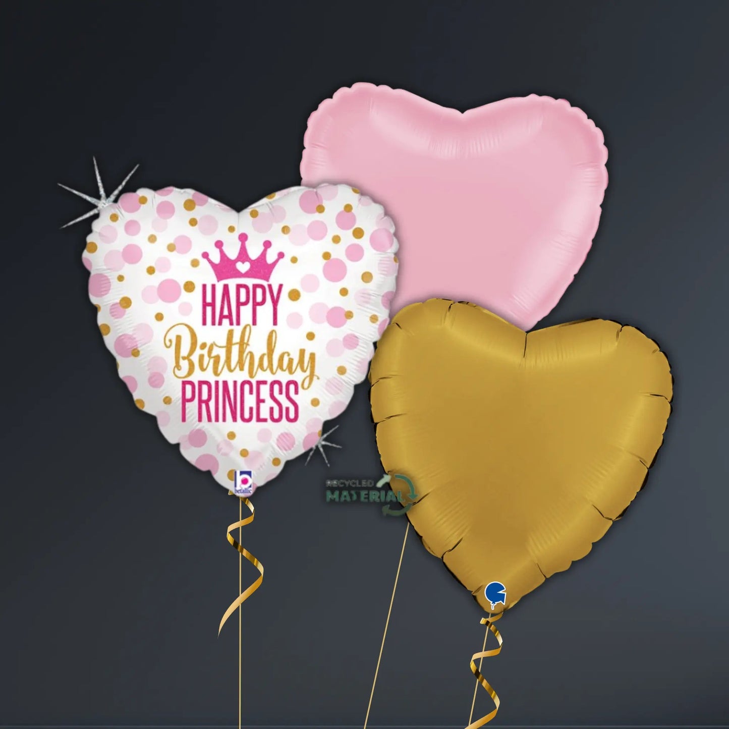 Pink & Gold Princess Happy Birthday Balloon Package – Heart Foils | The Party Hut Cheltenham