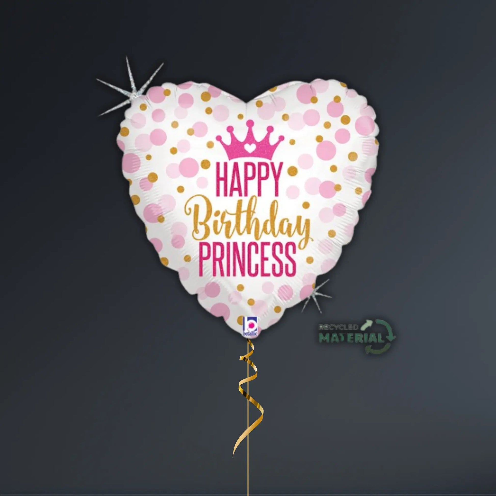 Pink & Gold Princess Happy Birthday Balloon Package – Heart Foils