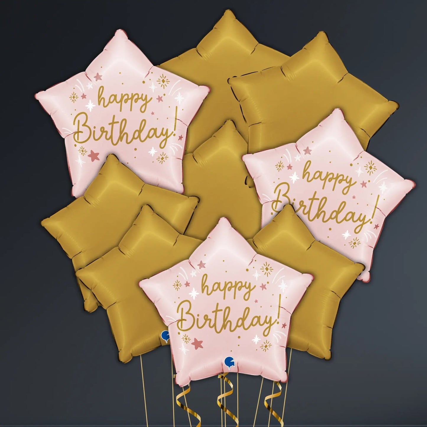 Pink & Gold Star Happy Birthday Balloon Package – Foil Balloon Bundle | The Party Hut Cheltenham