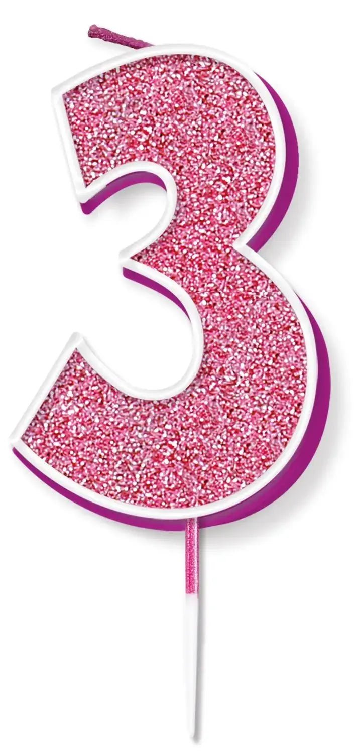 Pink No.3 Cake Candle | The Party Hut Cheltenham