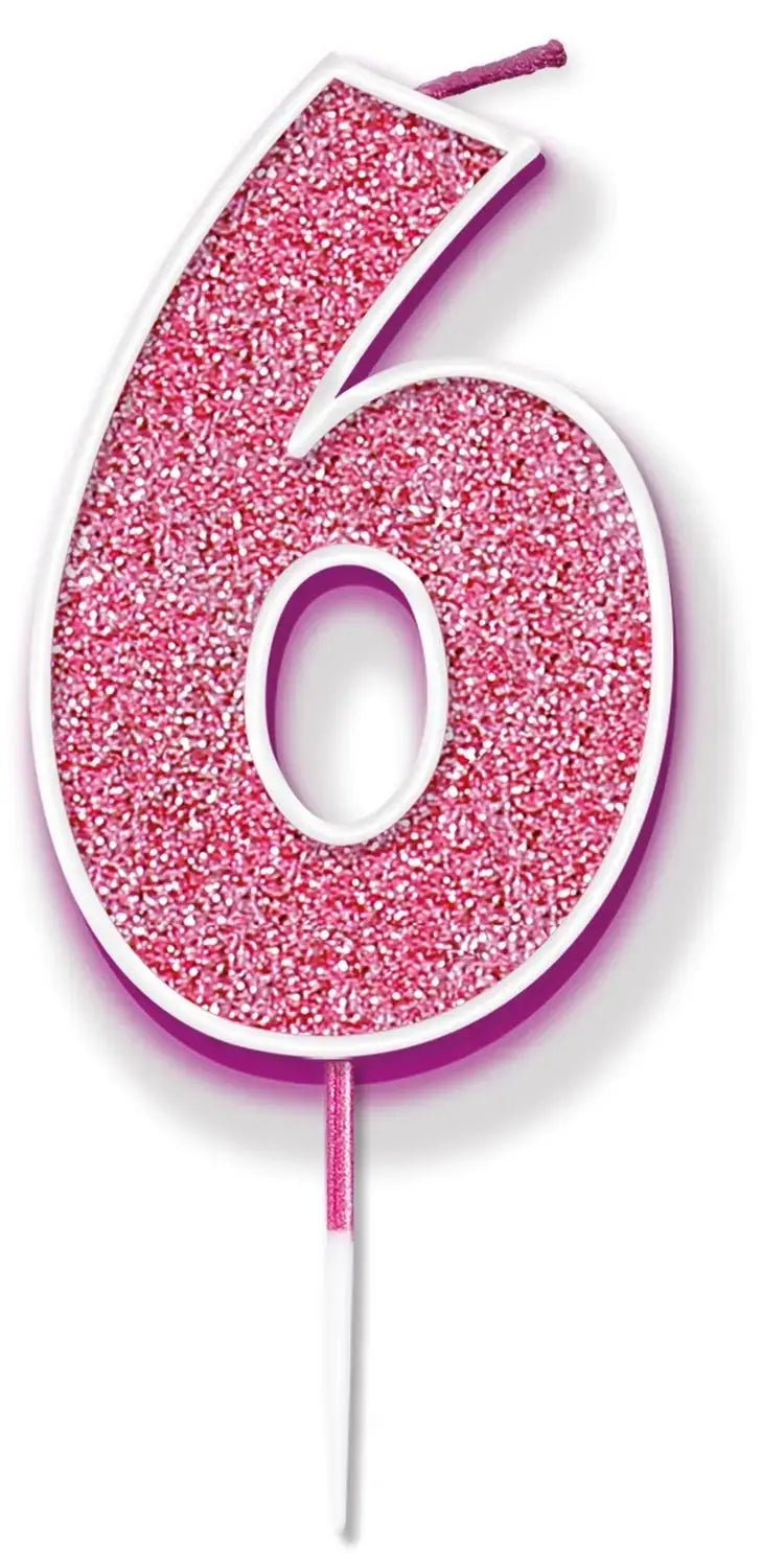 Pink No.6 Cake Candle