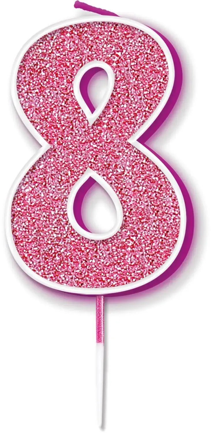 Pink No.8 Cake Candle | The Party Hut Cheltenham