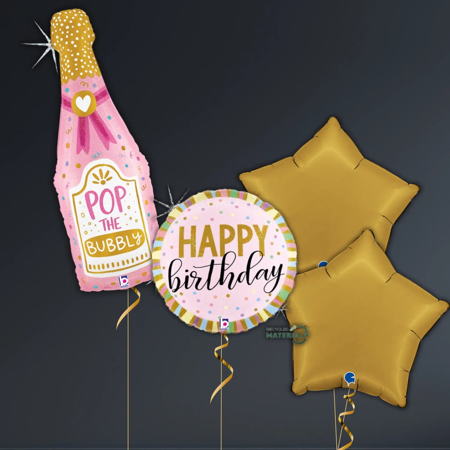 Pop the Bubbly Birthday Balloon Package – Pink & Gold Foil Set | The Party Hut Cheltenham