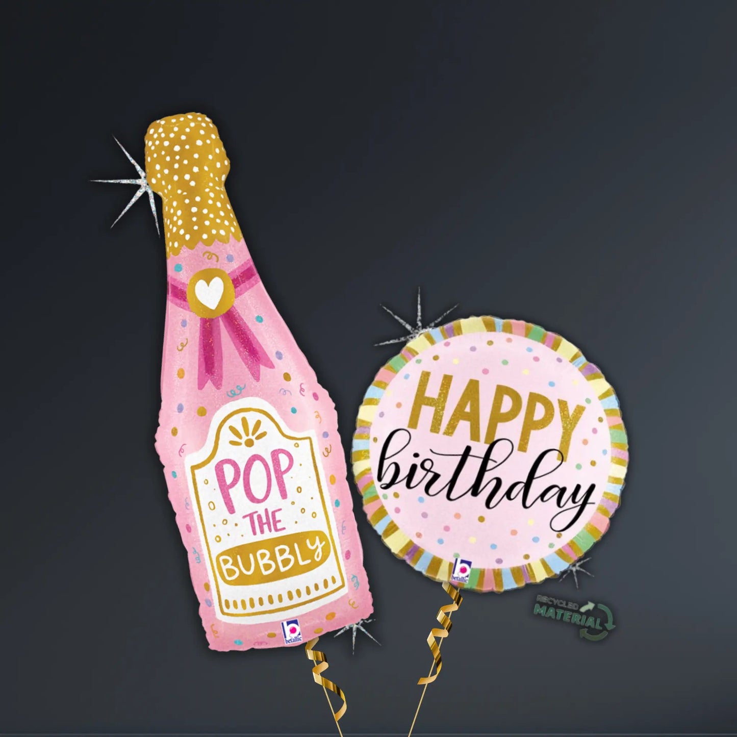 Pop the Bubbly Birthday Balloon Package – Pink & Gold Foil Set | The Party Hut Cheltenham