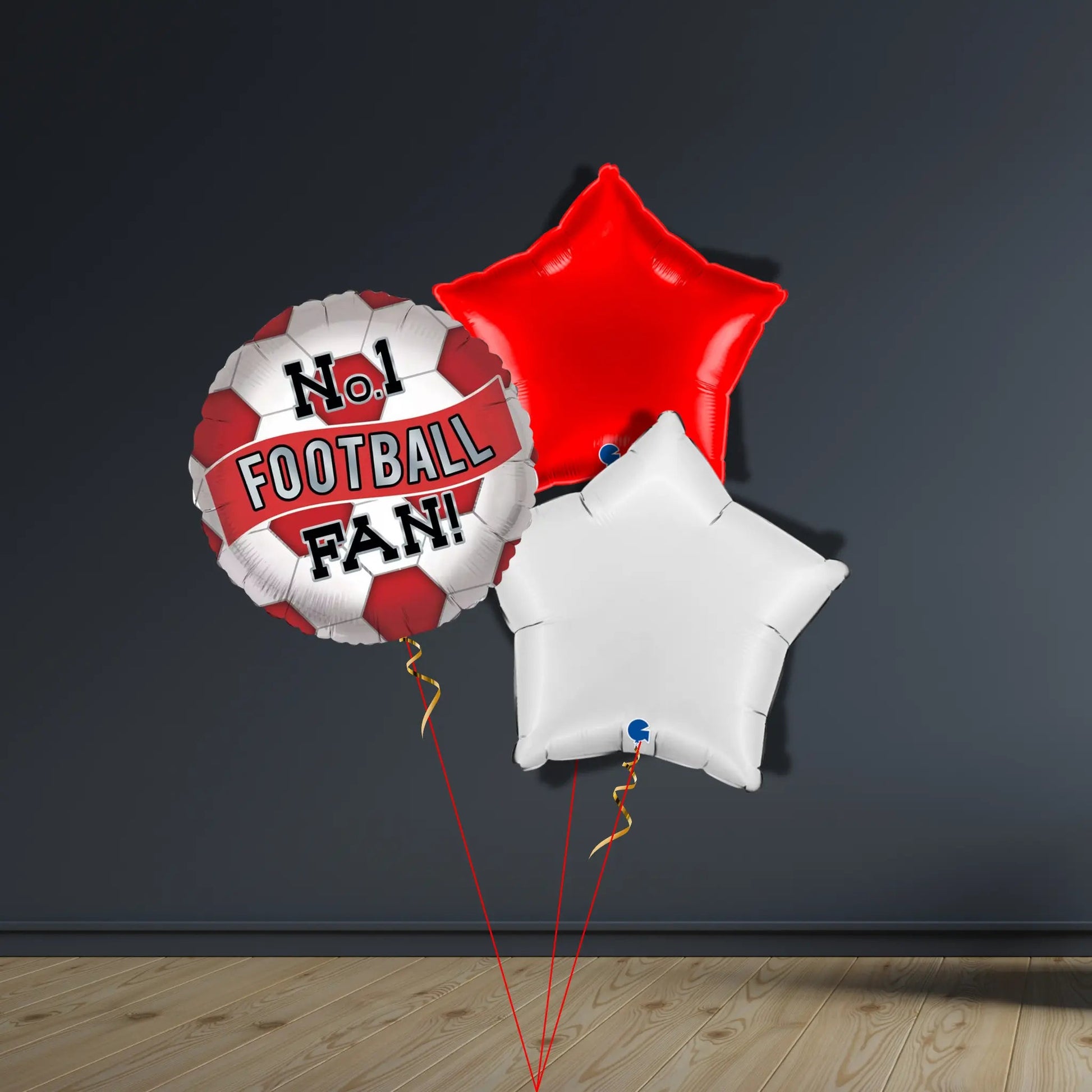 No.1 Football Fan Balloon Bouquet – Red & White | Helium