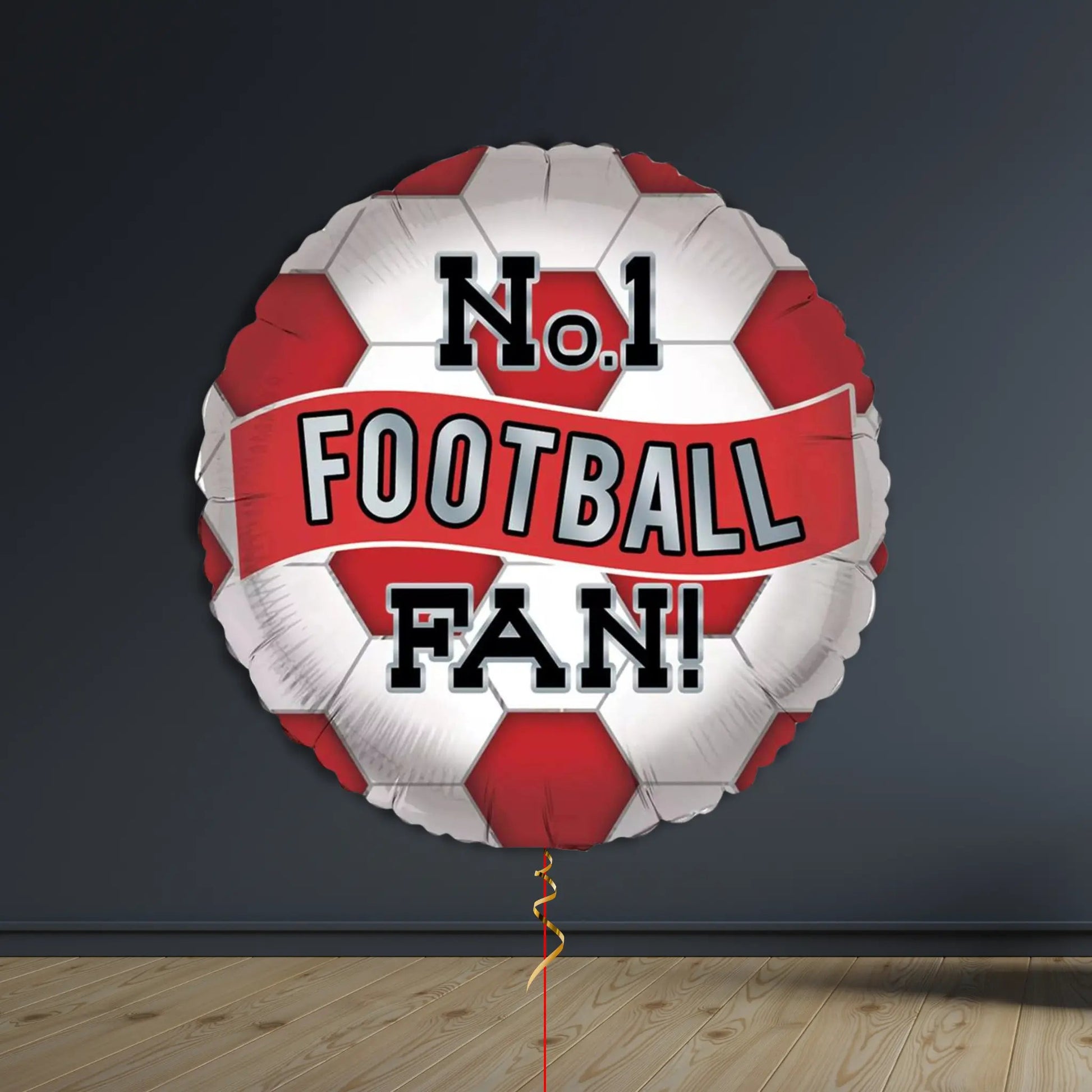 No.1 Football Fan Balloon Bouquet – Red & White | Helium