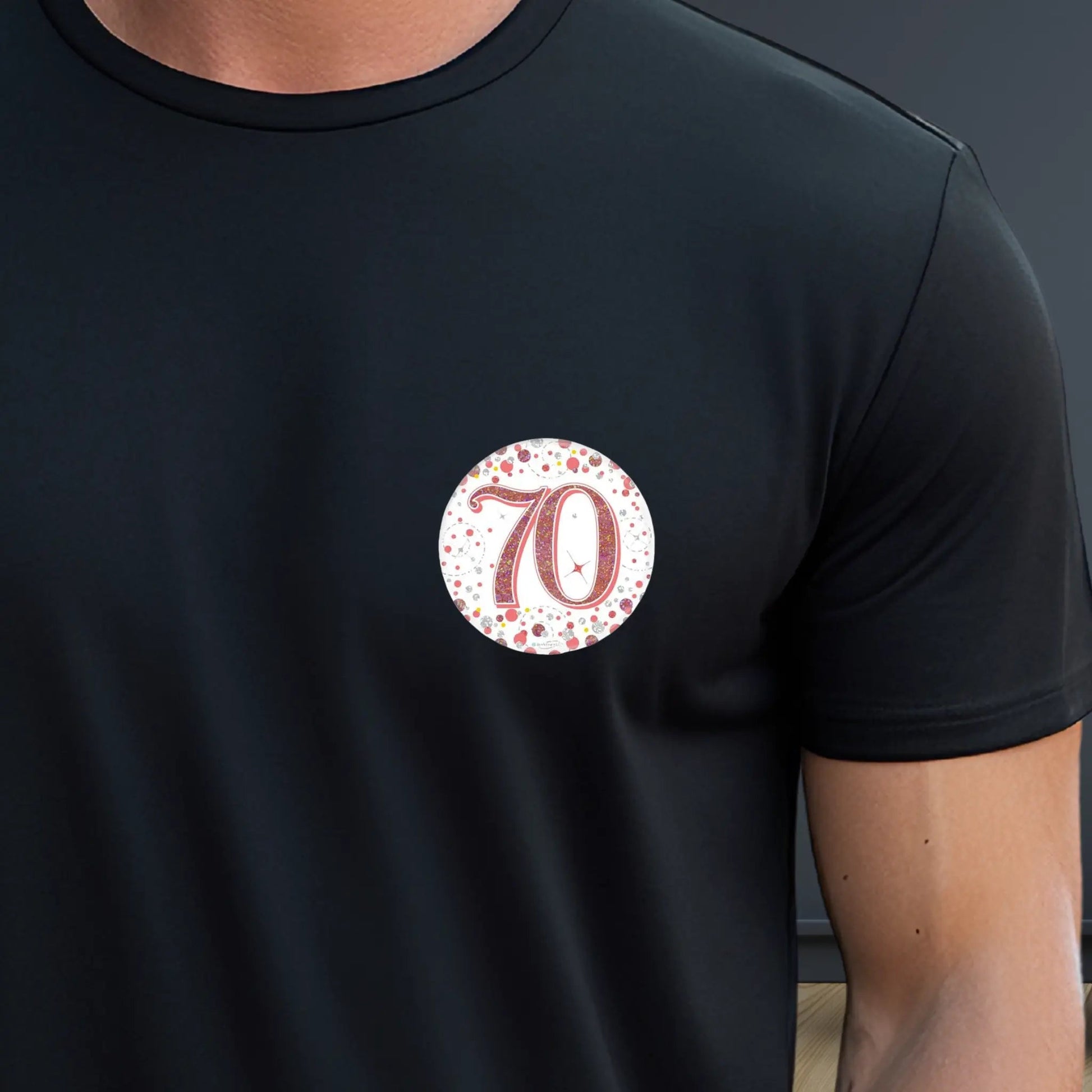 Rose Gold 70th Birthday Badge – 3" Holographic Pin