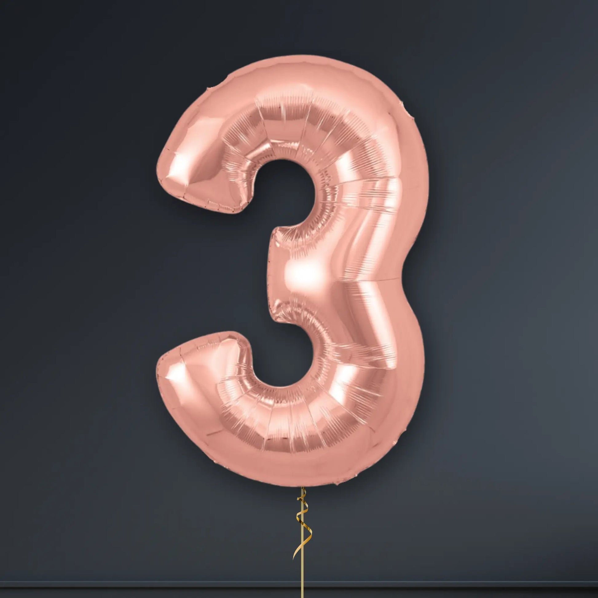 Rose Gold Number Balloons - 34", With Helium